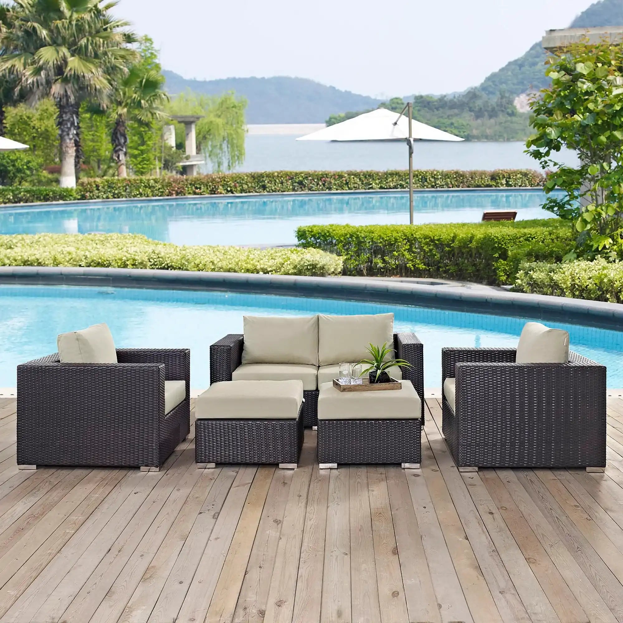 Convene 5 Piece Outdoor Patio Sofa Set by Modway - Best Buy Furniture