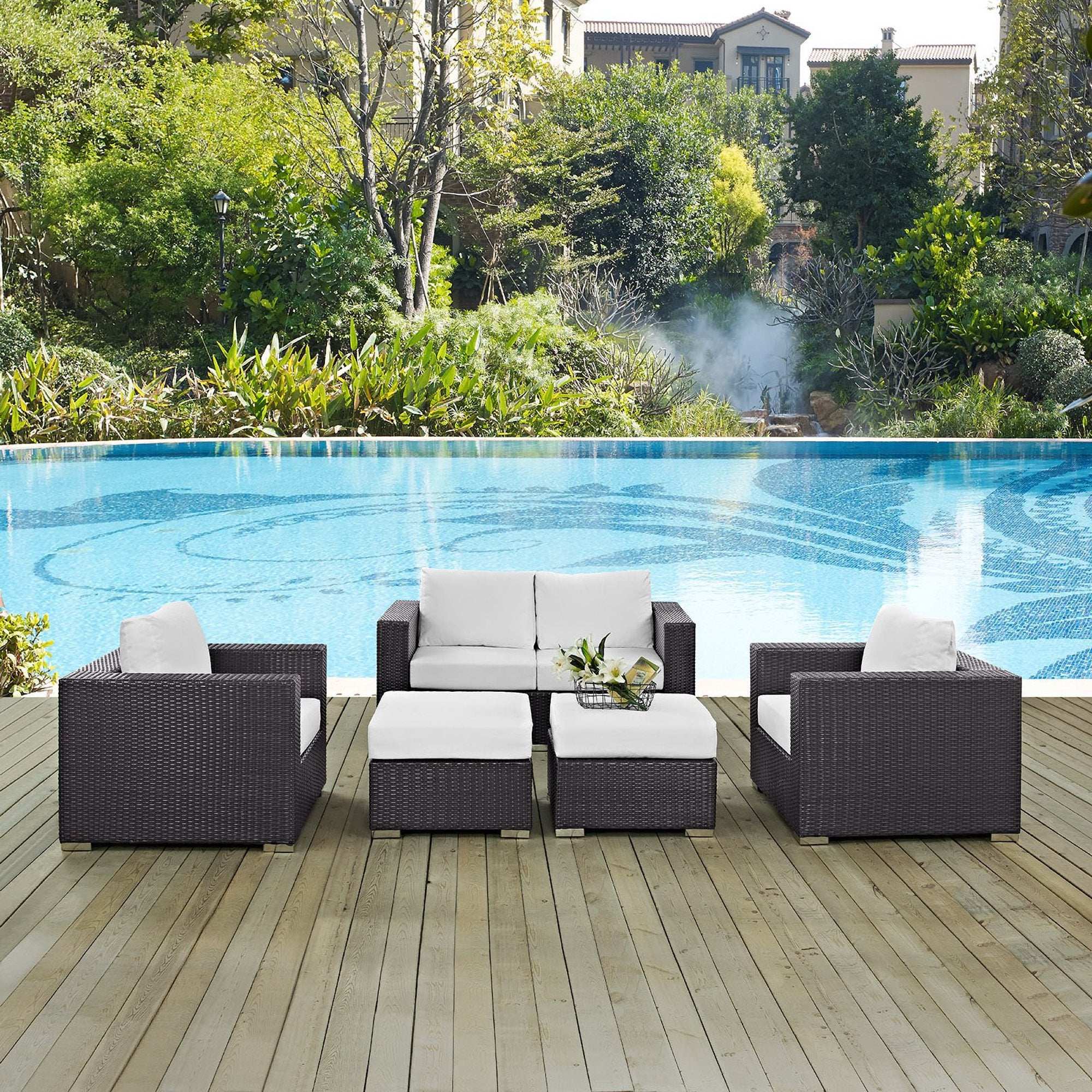 Convene 5 Piece Outdoor Patio Sofa Set by Modway - Best Buy Furniture
