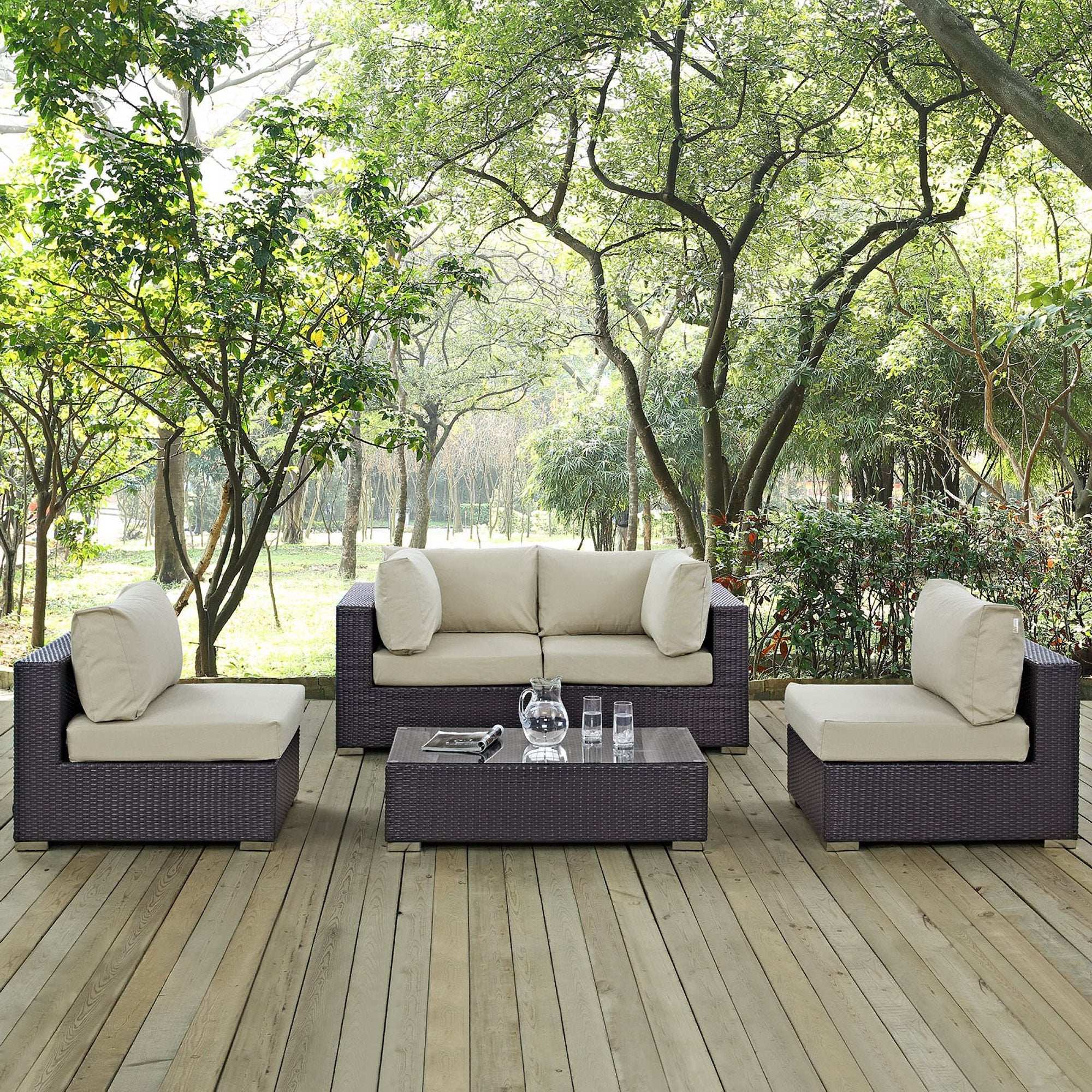 Convene 5 Piece Outdoor Patio Sectional Set by Modway - Best Buy Furniture