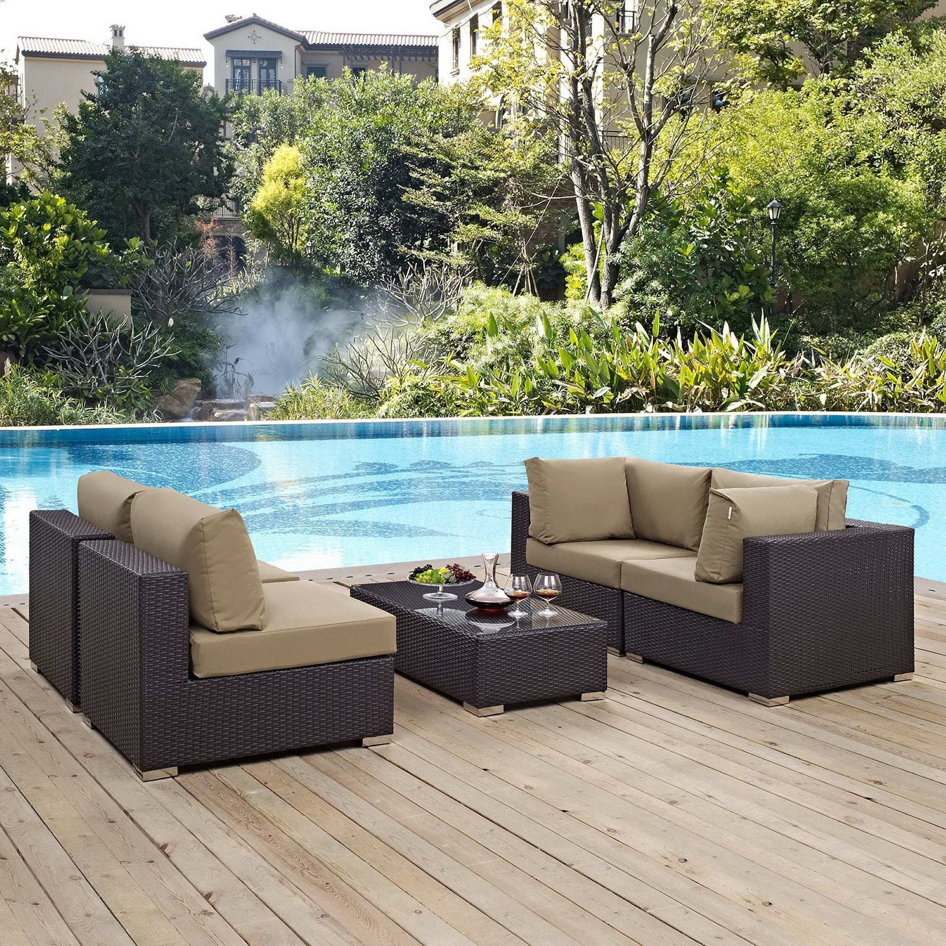 Convene 5 Piece Outdoor Patio Sectional Set by Modway - Best Buy Furniture