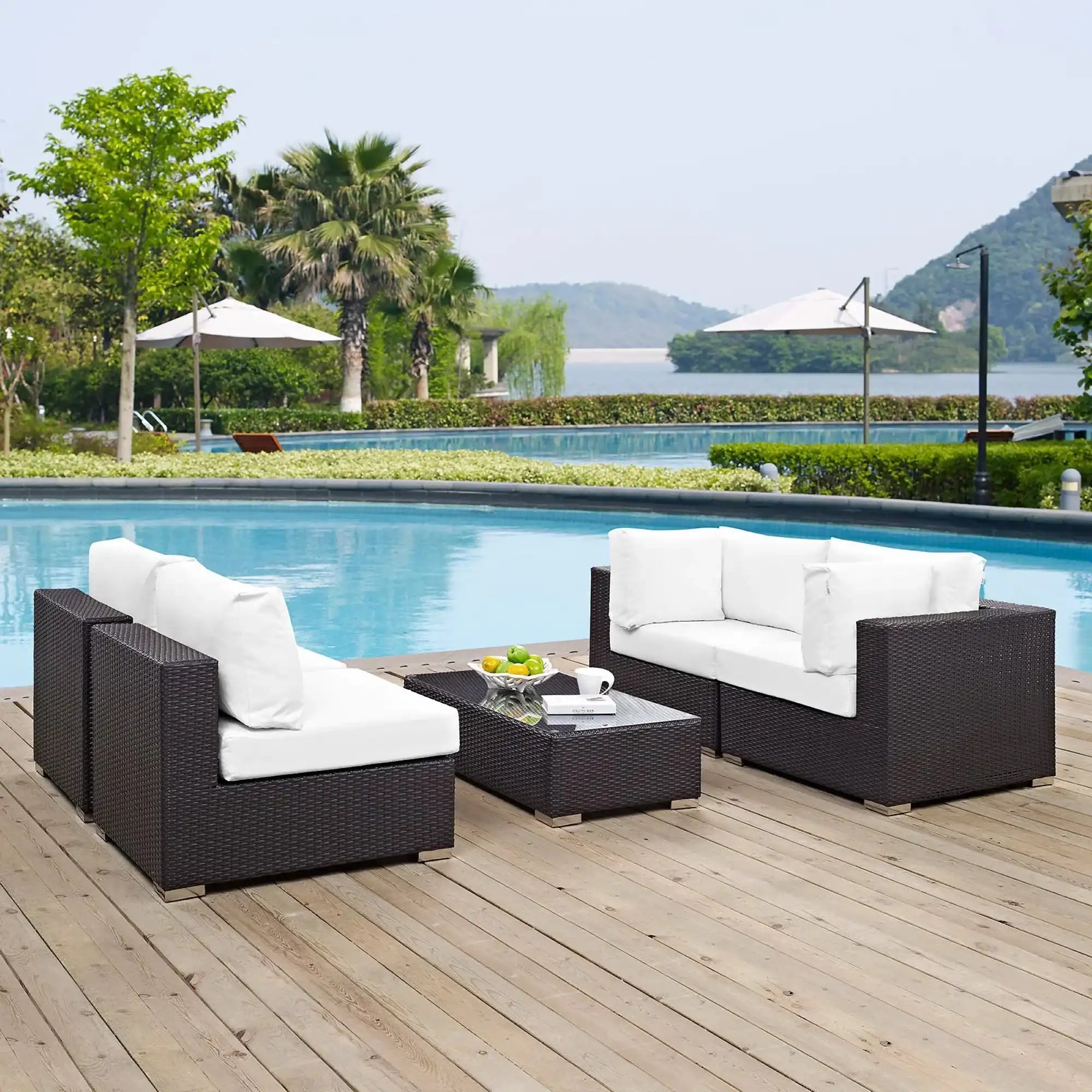 Convene 5 Piece Outdoor Patio Sectional Set by Modway - Best Buy Furniture