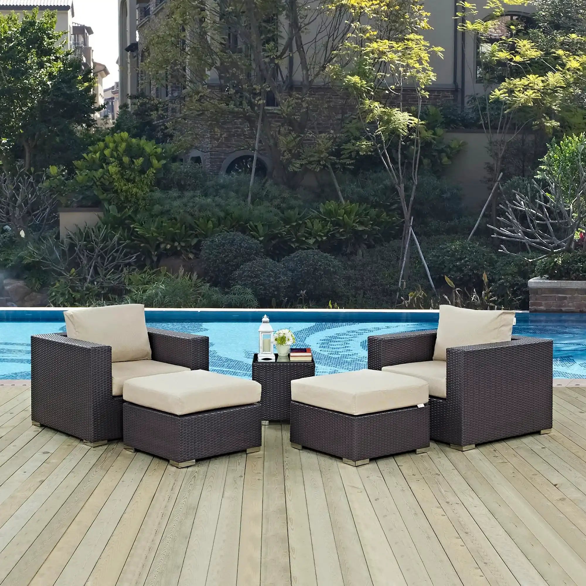Convene 5 Piece Outdoor Patio Sectional Set by Modway - Best Buy Furniture