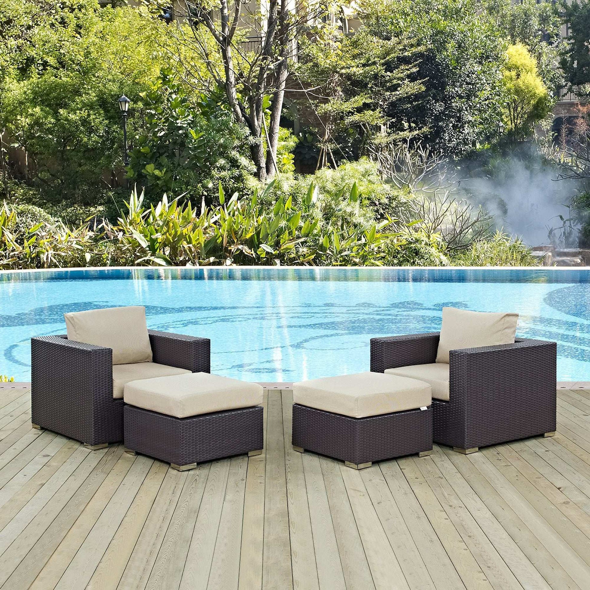 Convene 4 Piece Outdoor Patio Sectional Set by Modway - Best Buy Furniture