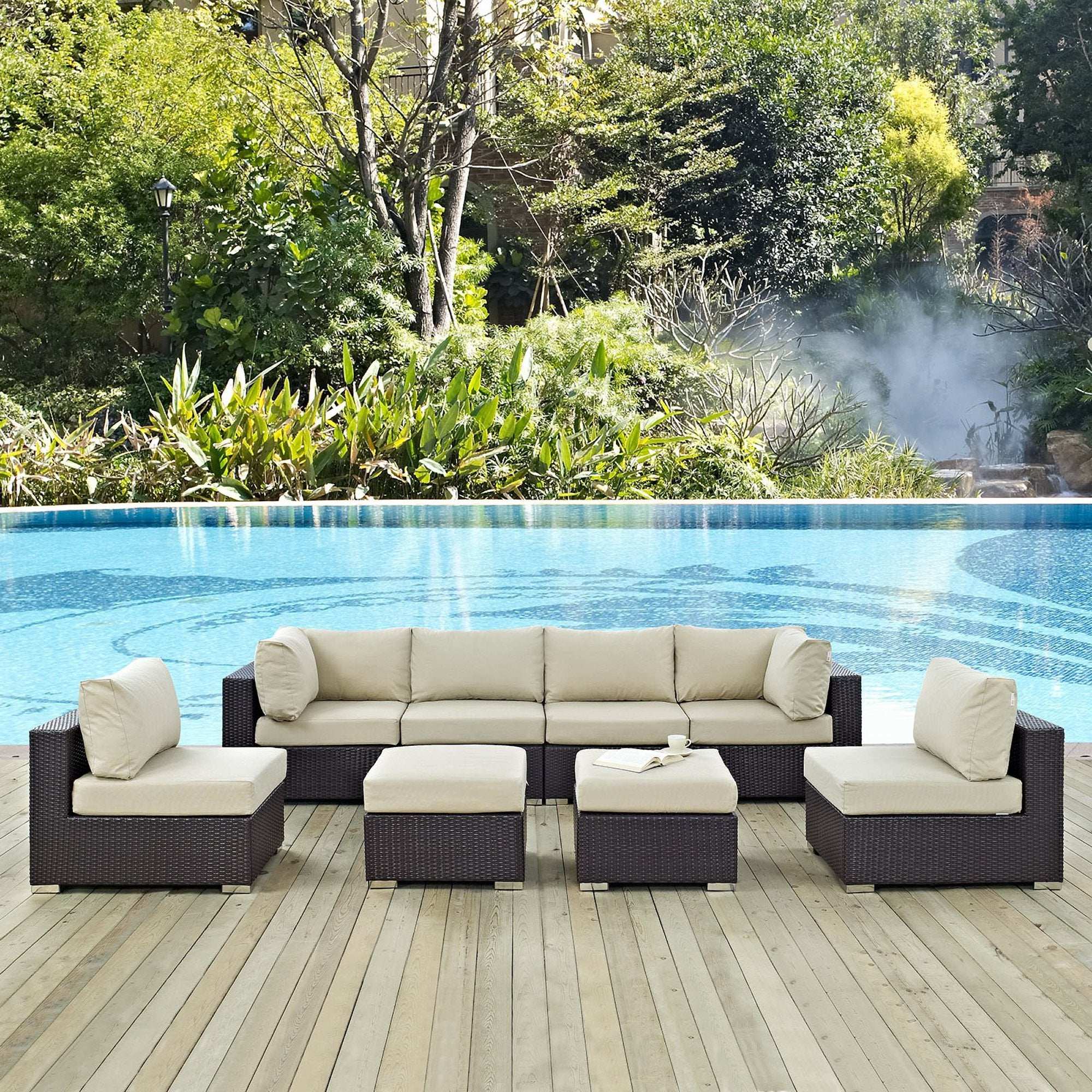 Convene 8 Piece Outdoor Patio Sectional Set by Modway - Best Buy Furniture