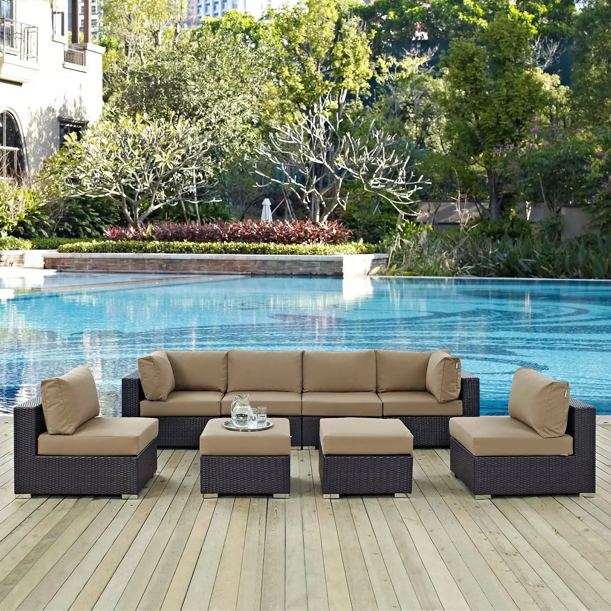 Convene 8 Piece Outdoor Patio Sectional Set by Modway - Best Buy Furniture