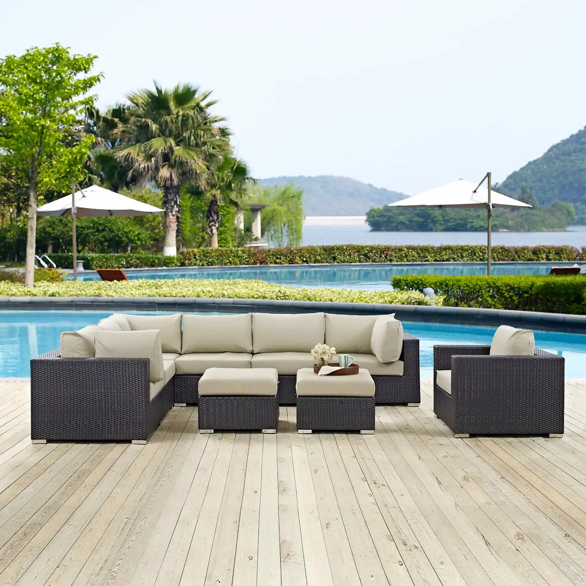 Convene 9 Piece Outdoor Patio Sectional Set by Modway - Best Buy Furniture