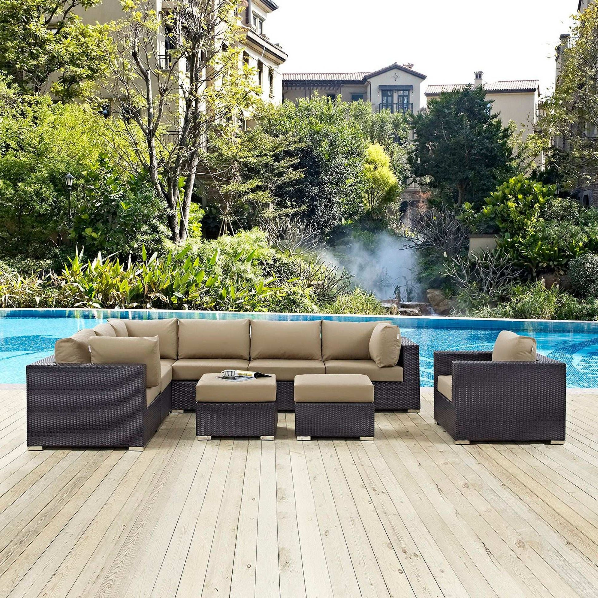 Convene 9 Piece Outdoor Patio Sectional Set by Modway - Best Buy Furniture