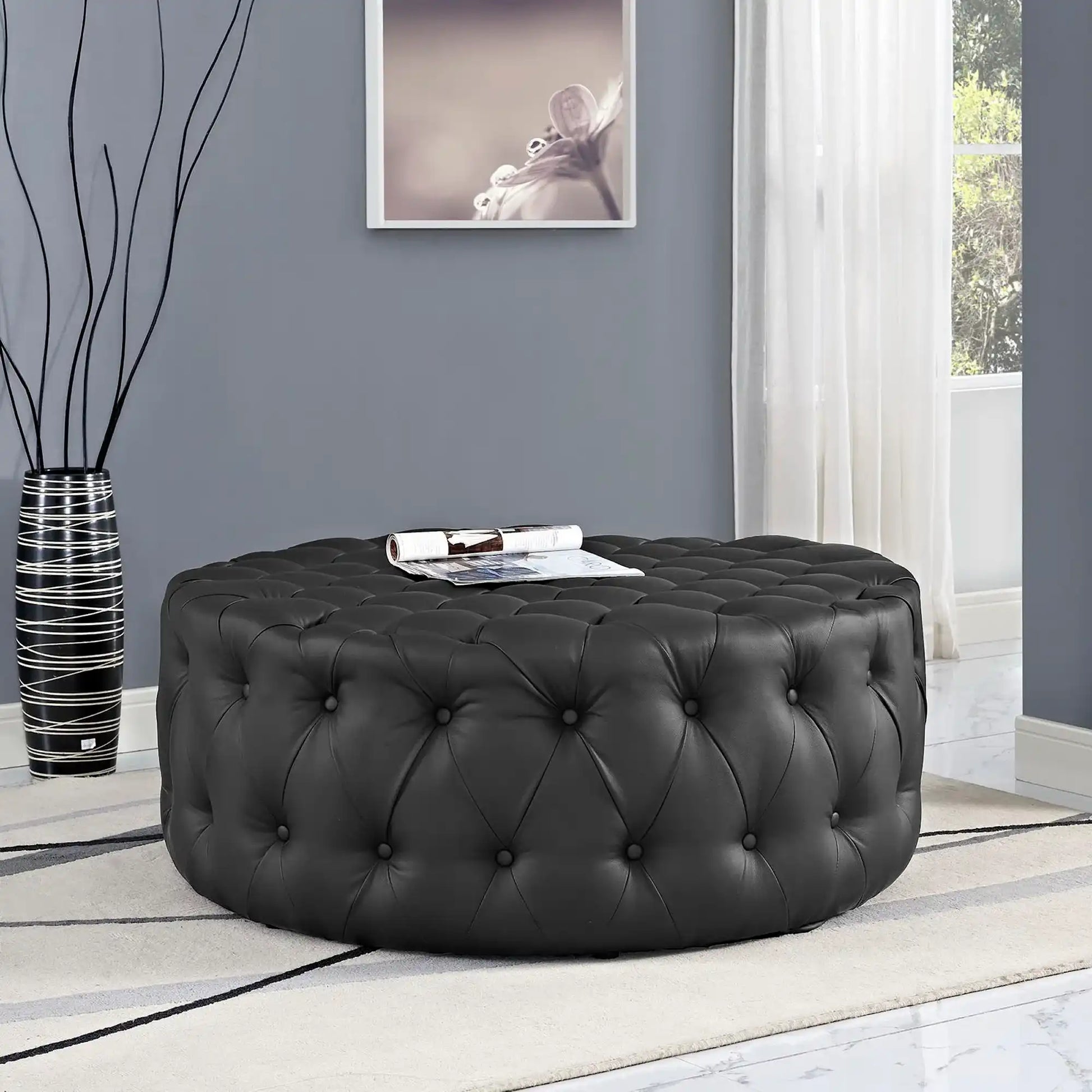 Amour Upholstered Vinyl Ottoman by Modway - Best Buy Furniture