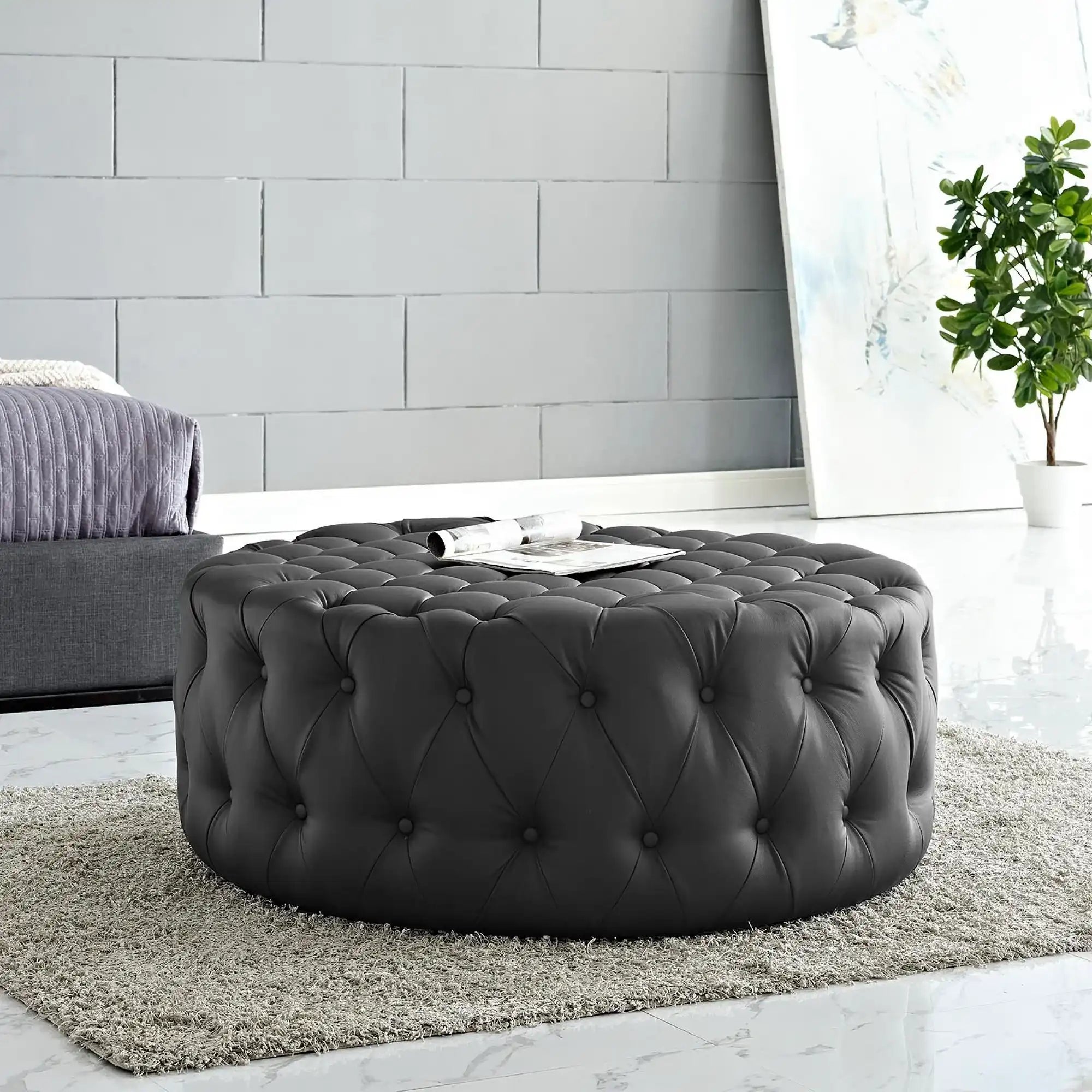 Amour Upholstered Vinyl Ottoman by Modway - Best Buy Furniture