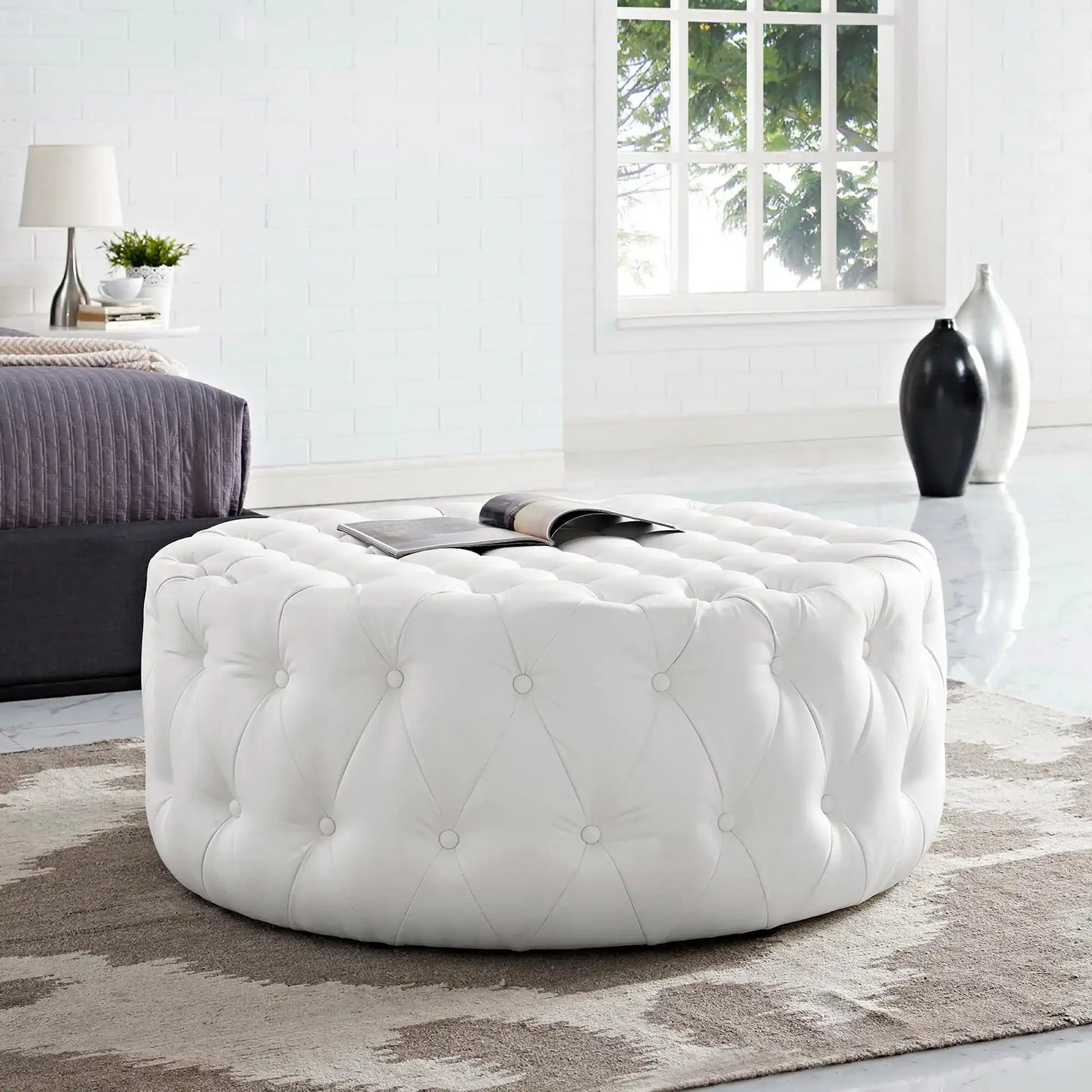 Amour Upholstered Vinyl Ottoman by Modway - Best Buy Furniture