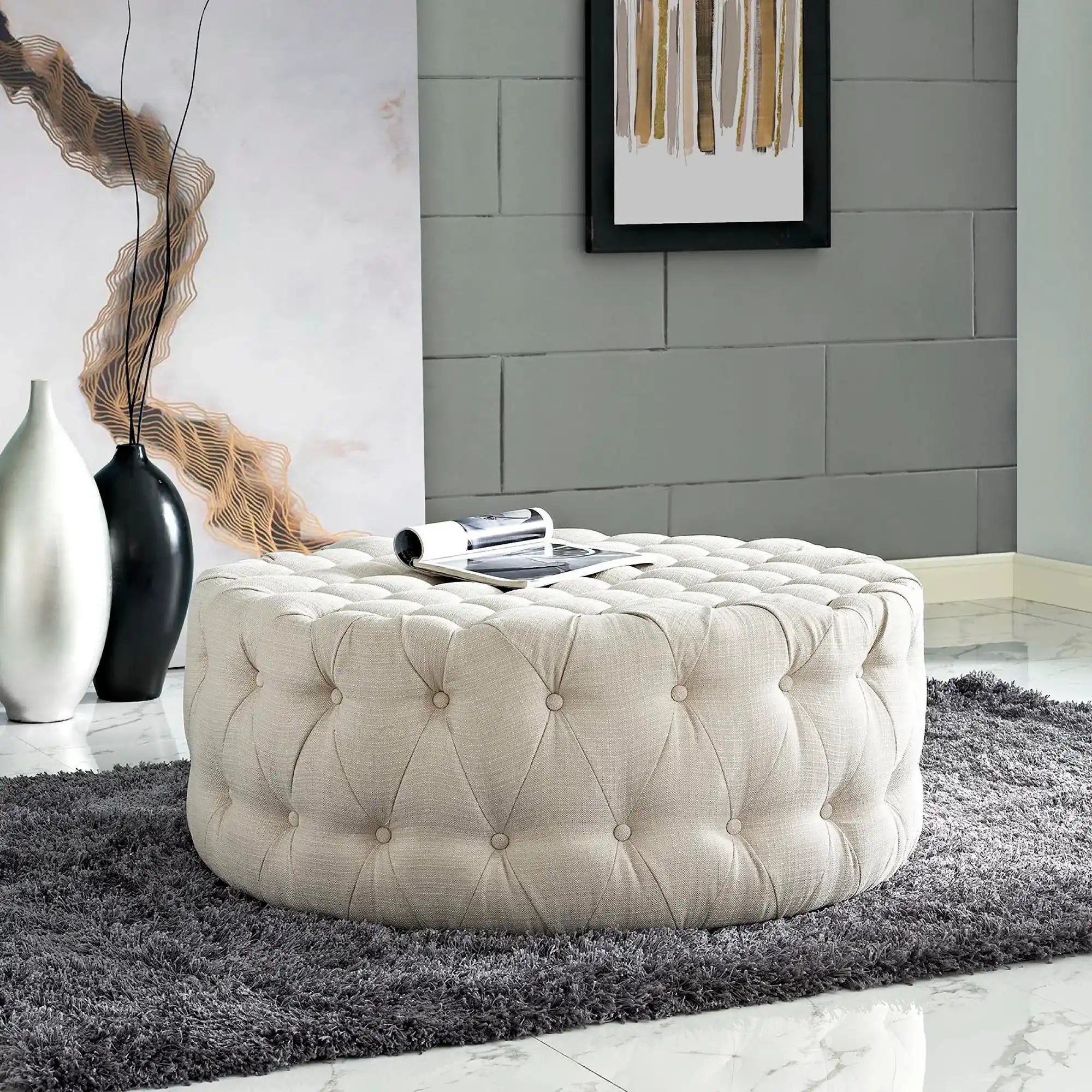 Amour Upholstered Fabric Ottoman by Modway - Best Buy Furniture