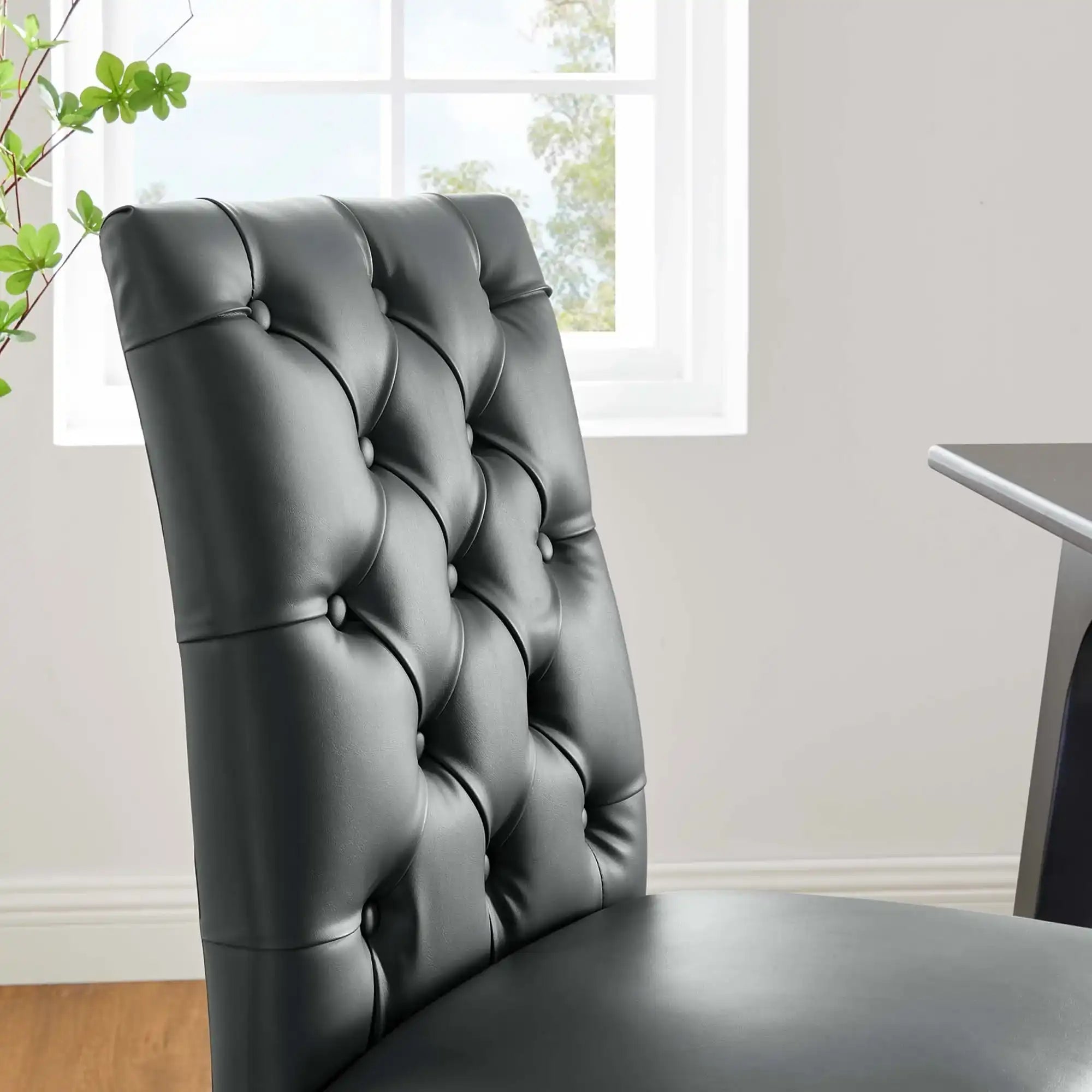 Duchess Button Tufted Vegan Leather Dining Chair by Modway - Best Buy Furniture