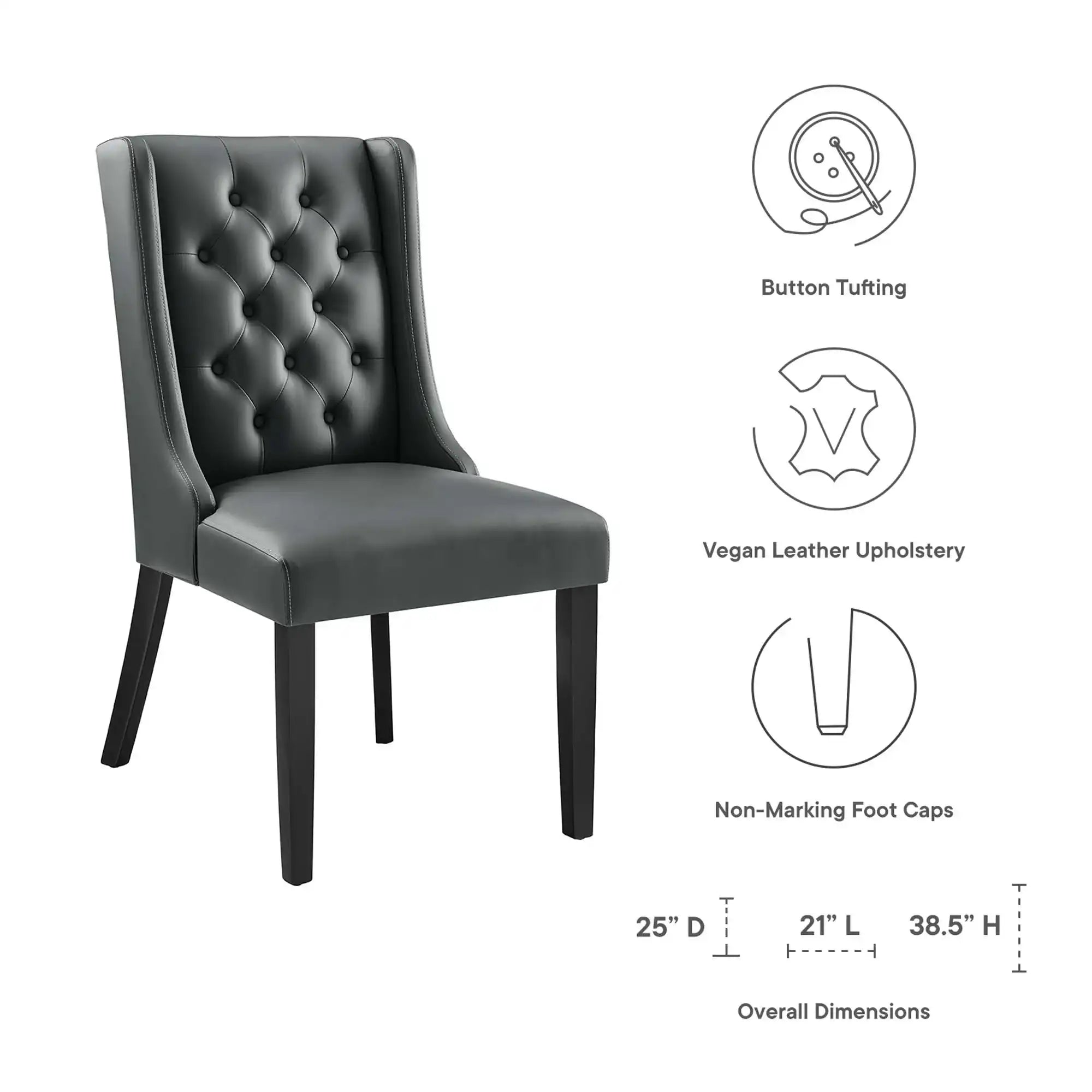 Baronet Button Tufted Vegan Leather Dining Chair by Modway - Best Buy Furniture