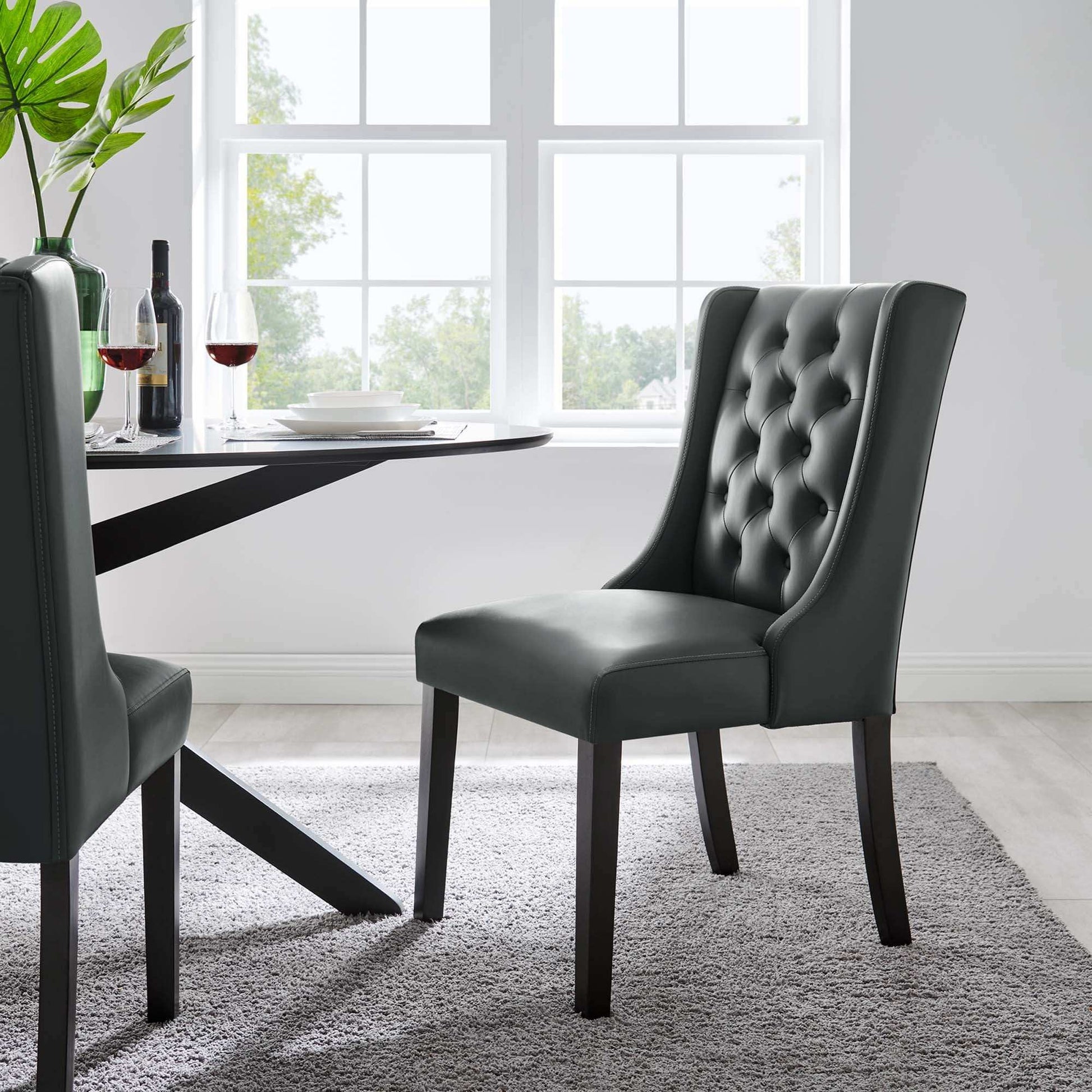 Baronet Button Tufted Vegan Leather Dining Chair by Modway - Best Buy Furniture