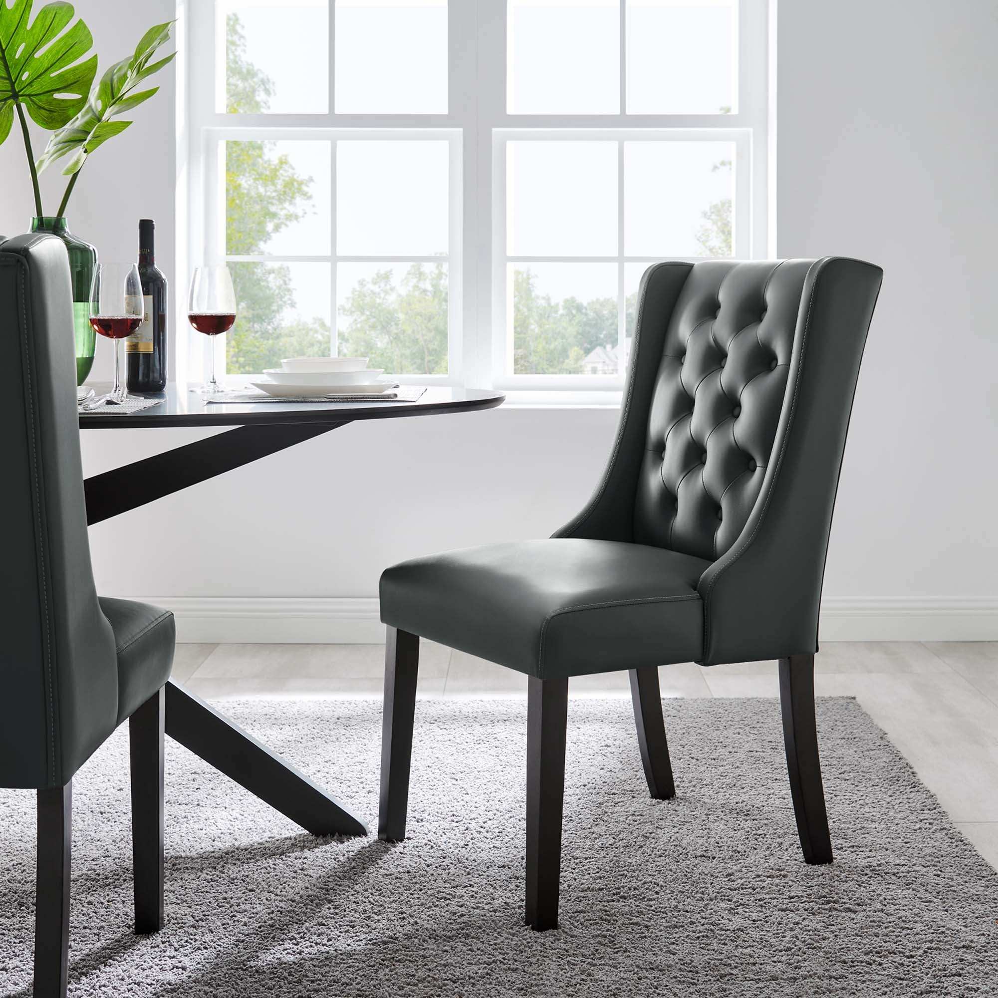 Baronet Button Tufted Vegan Leather Dining Chair by Modway - Best Buy Furniture
