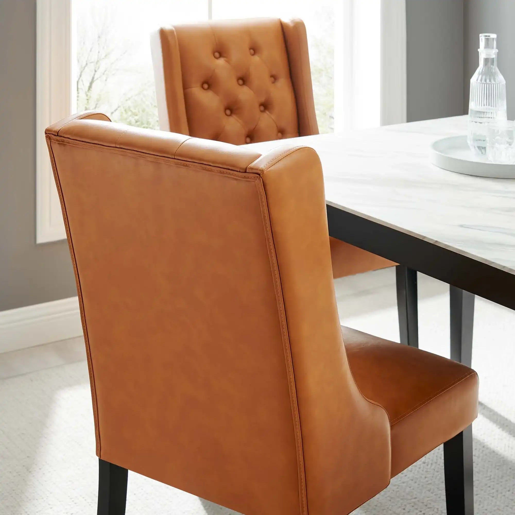 Baronet Button Tufted Vegan Leather Dining Chair by Modway - Best Buy Furniture
