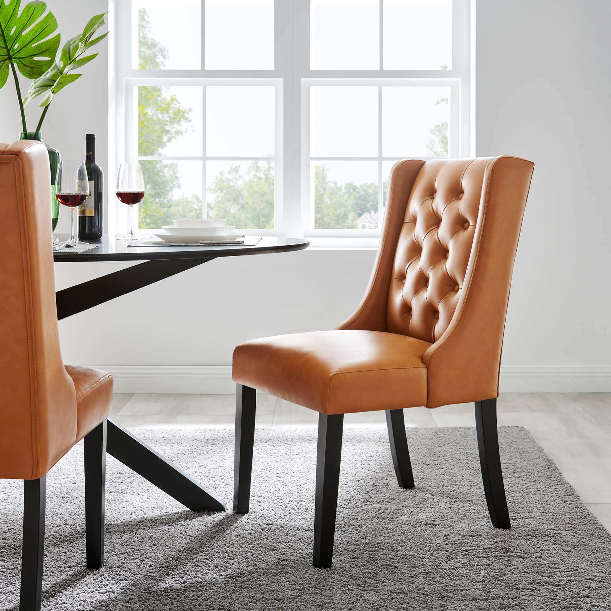 Baronet Button Tufted Vegan Leather Dining Chair by Modway - Best Buy Furniture