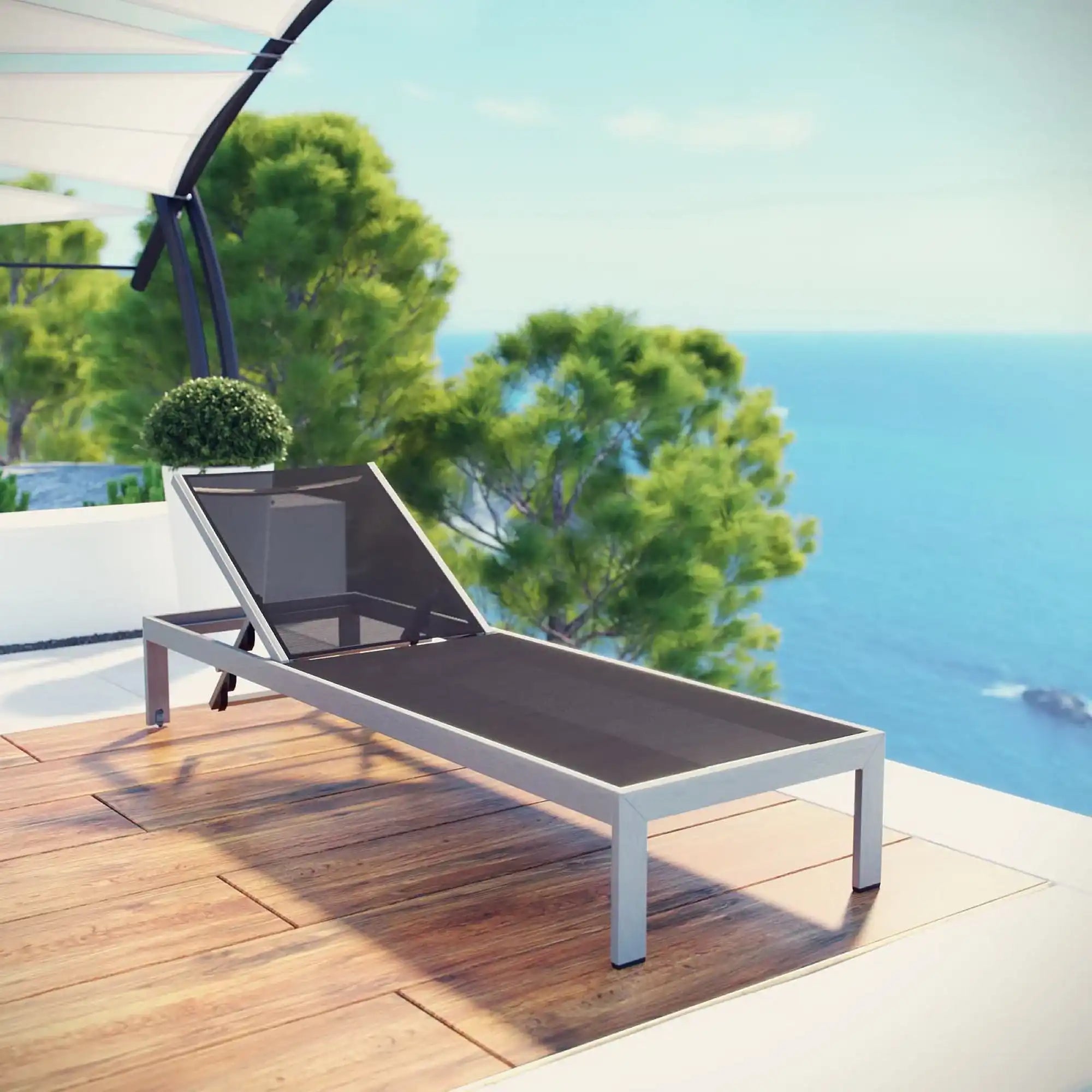 Shore Outdoor Patio Aluminum Mesh Chaise by Modway - Best Buy Furniture