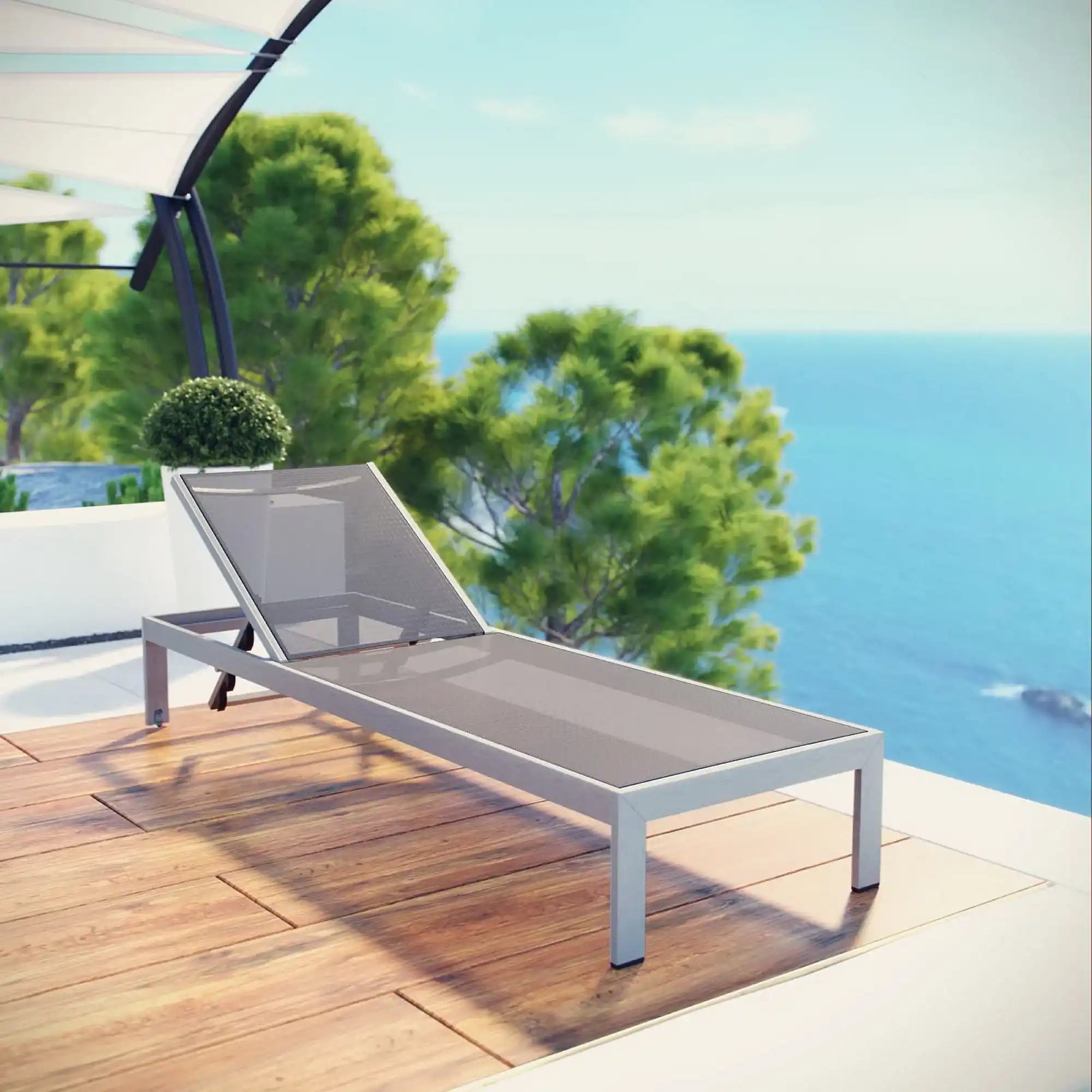 Shore Outdoor Patio Aluminum Mesh Chaise by Modway - Best Buy Furniture