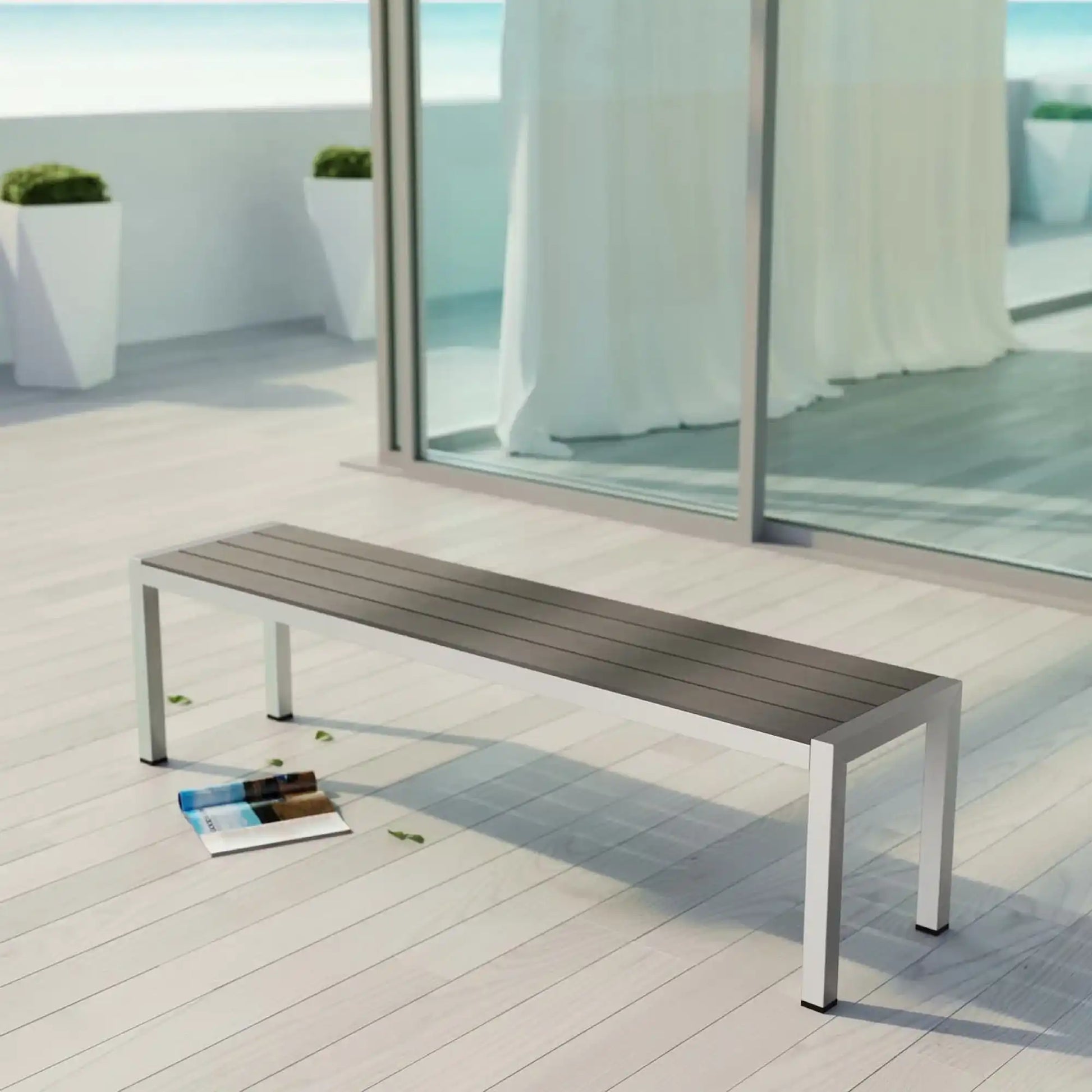Shore Outdoor Patio Aluminum Bench by Modway - Best Buy Furniture