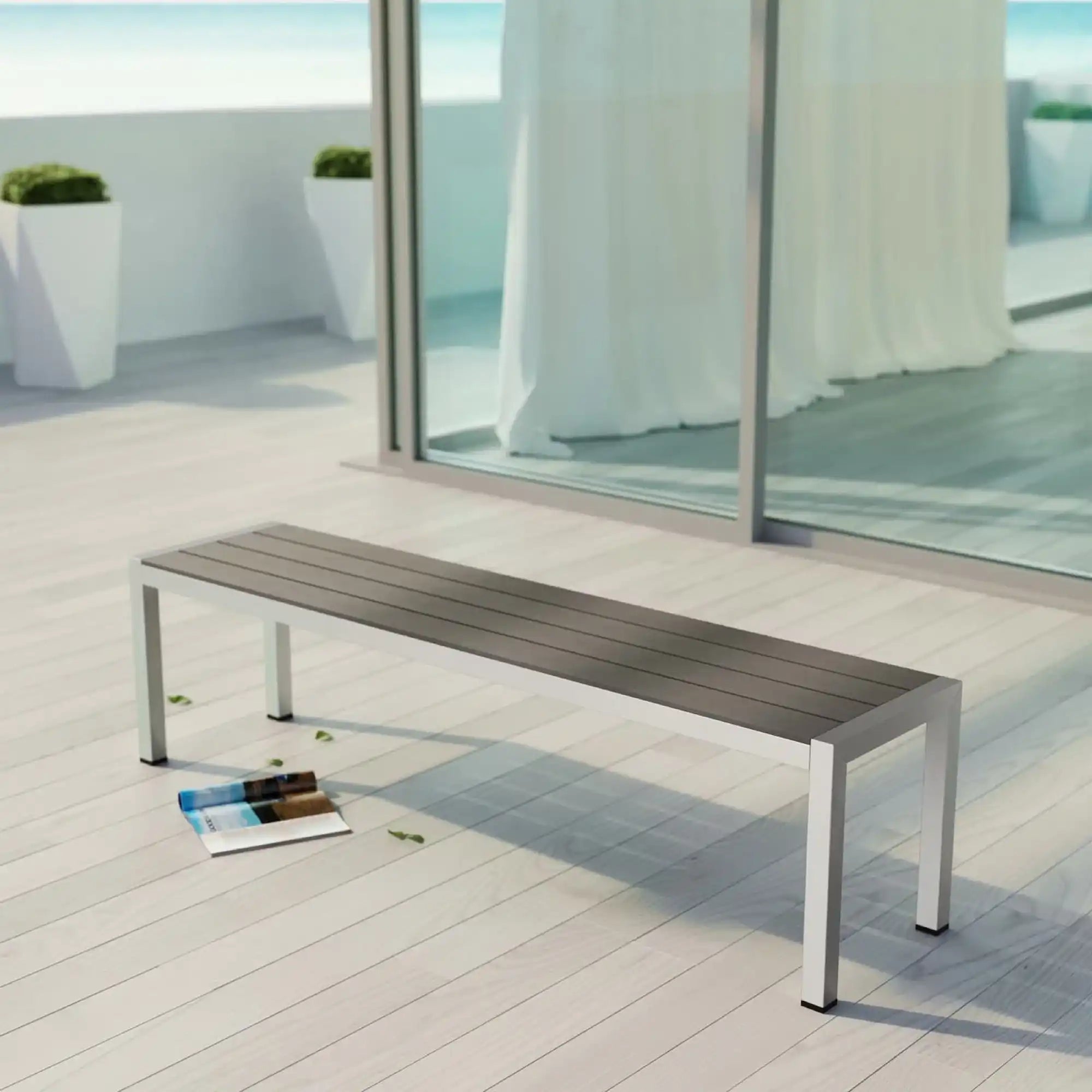 Shore Outdoor Patio Aluminum Bench by Modway - Best Buy Furniture