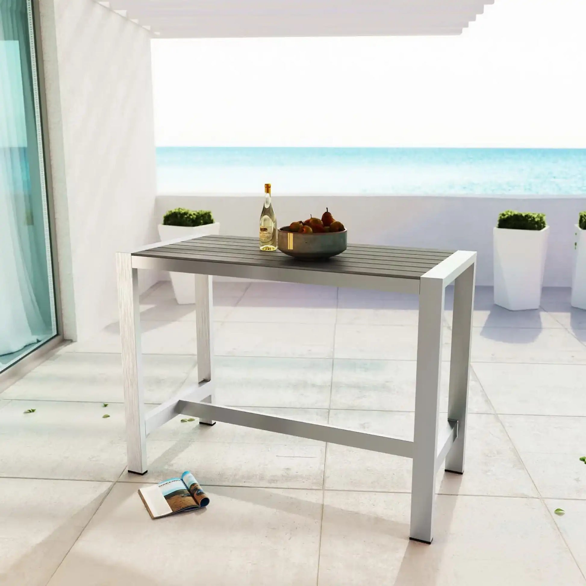 Shore Outdoor Patio Aluminum Rectangle Bar Table by Modway - Best Buy Furniture
