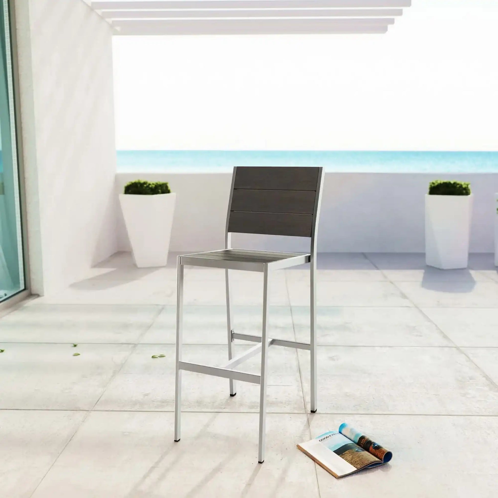 Shore Outdoor Patio Aluminum Armless Bar Stool by Modway - Best Buy Furniture