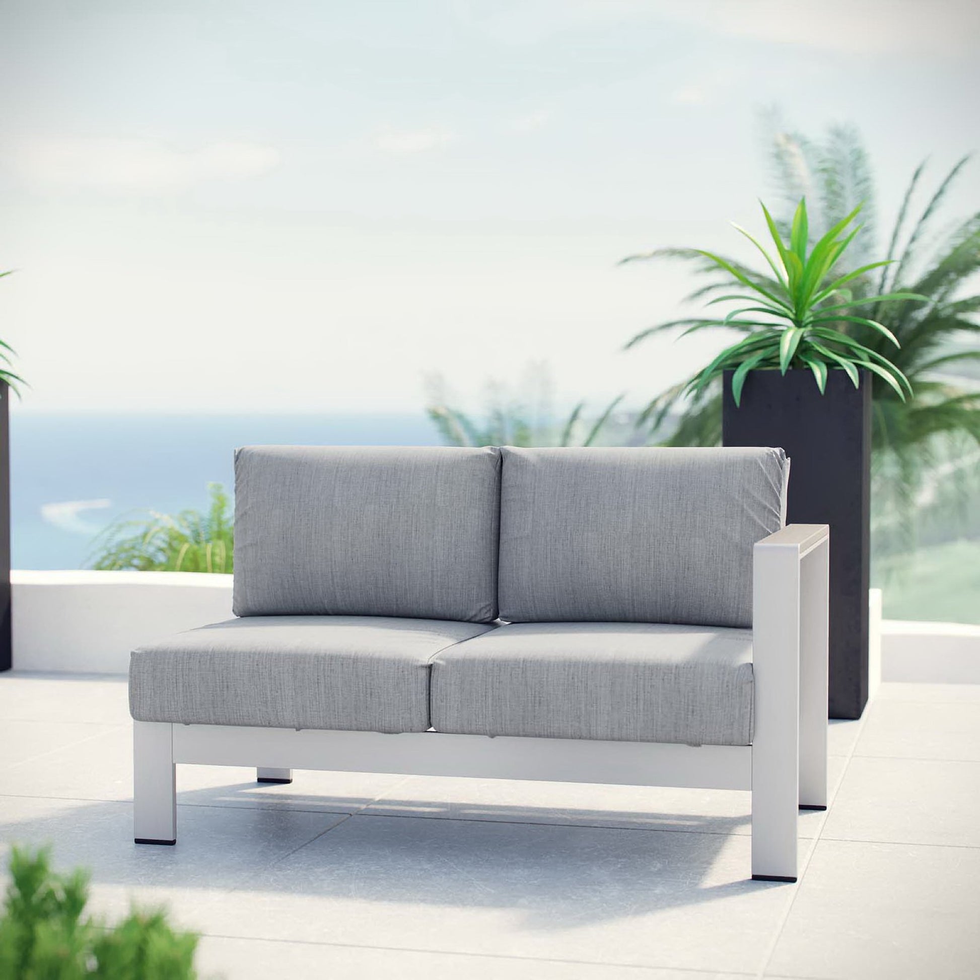 Shore Right-Arm Corner Sectional Outdoor Patio Aluminum Loveseat by Modway - Best Buy Furniture