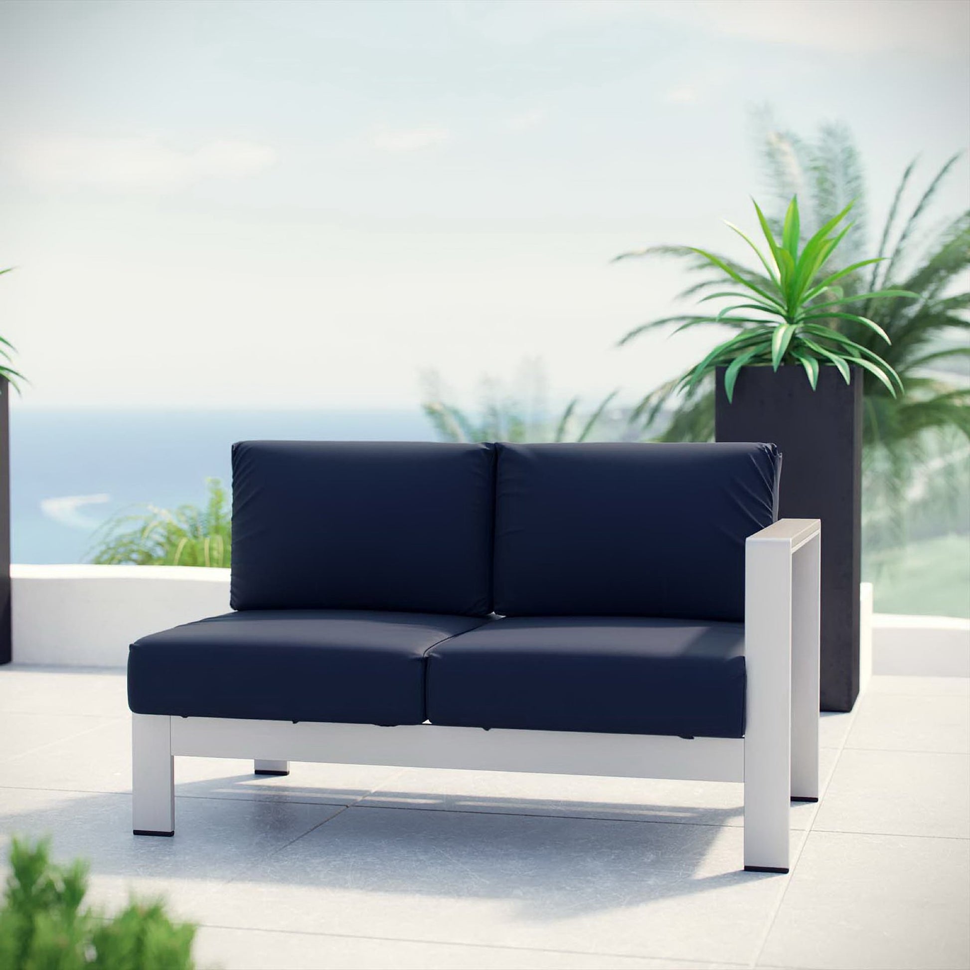 Shore Right-Arm Corner Sectional Outdoor Patio Aluminum Loveseat by Modway - Best Buy Furniture