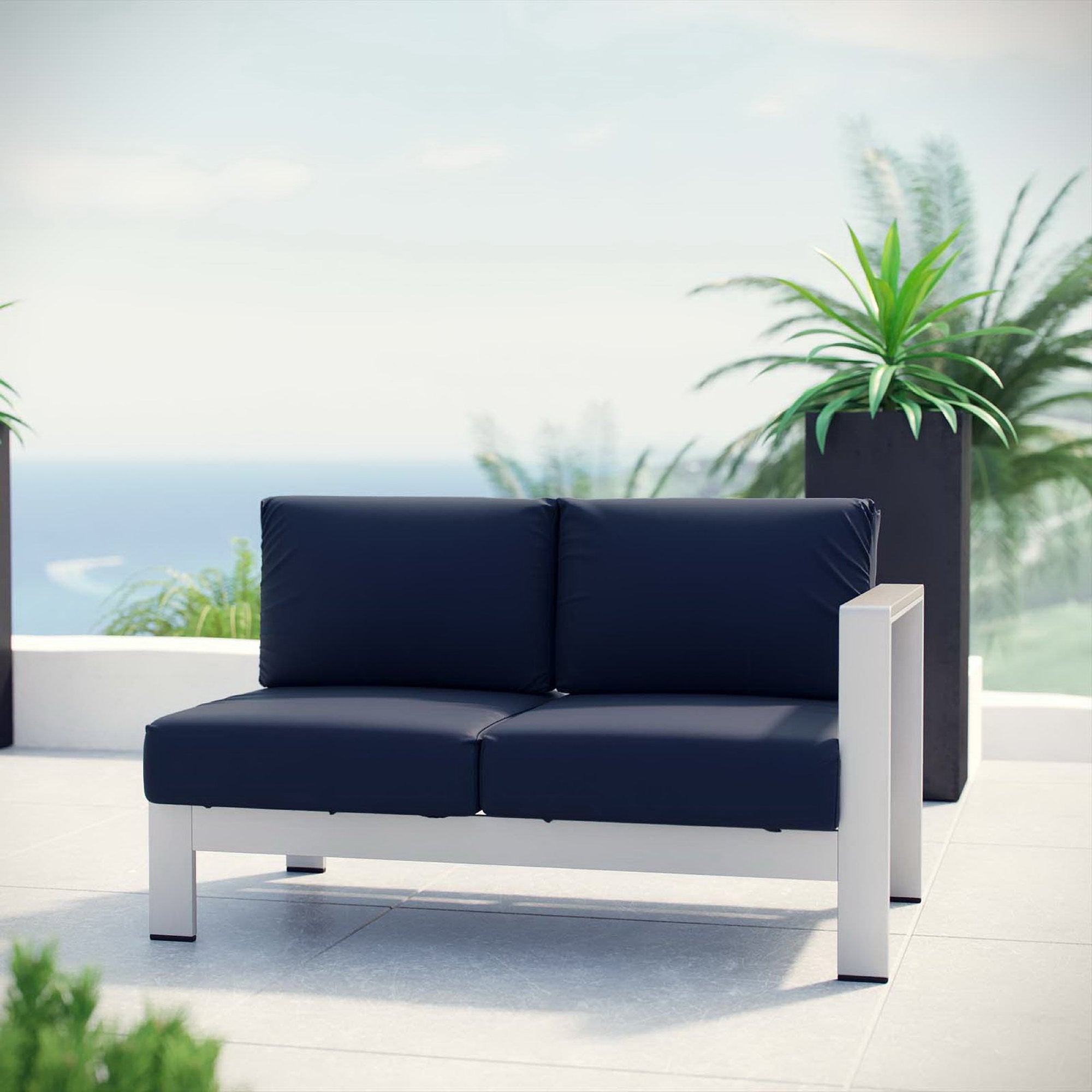 Shore Right-Arm Corner Sectional Outdoor Patio Aluminum Loveseat by Modway - Best Buy Furniture