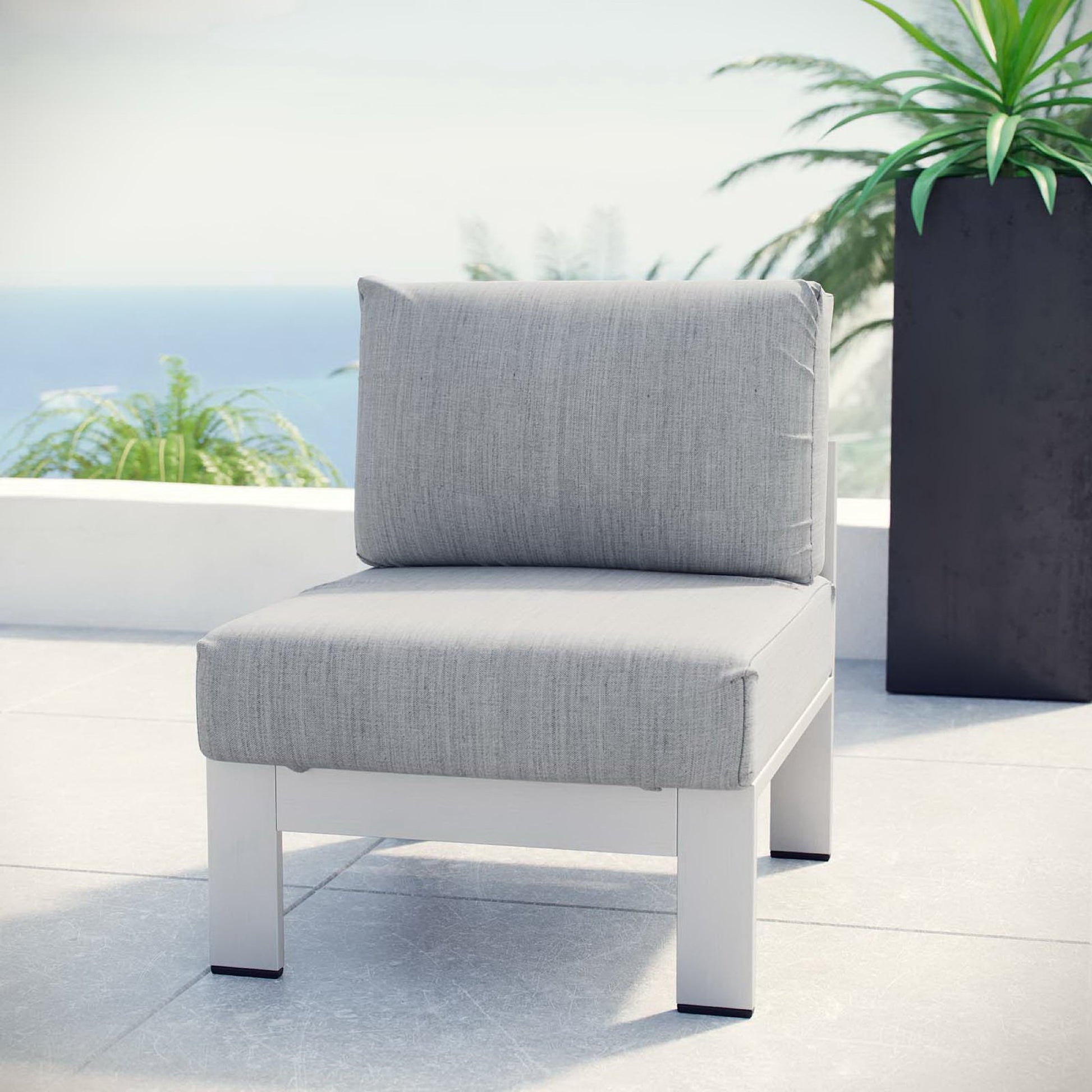 Shore Armless Outdoor Patio Aluminum Chair by Modway - Best Buy Furniture