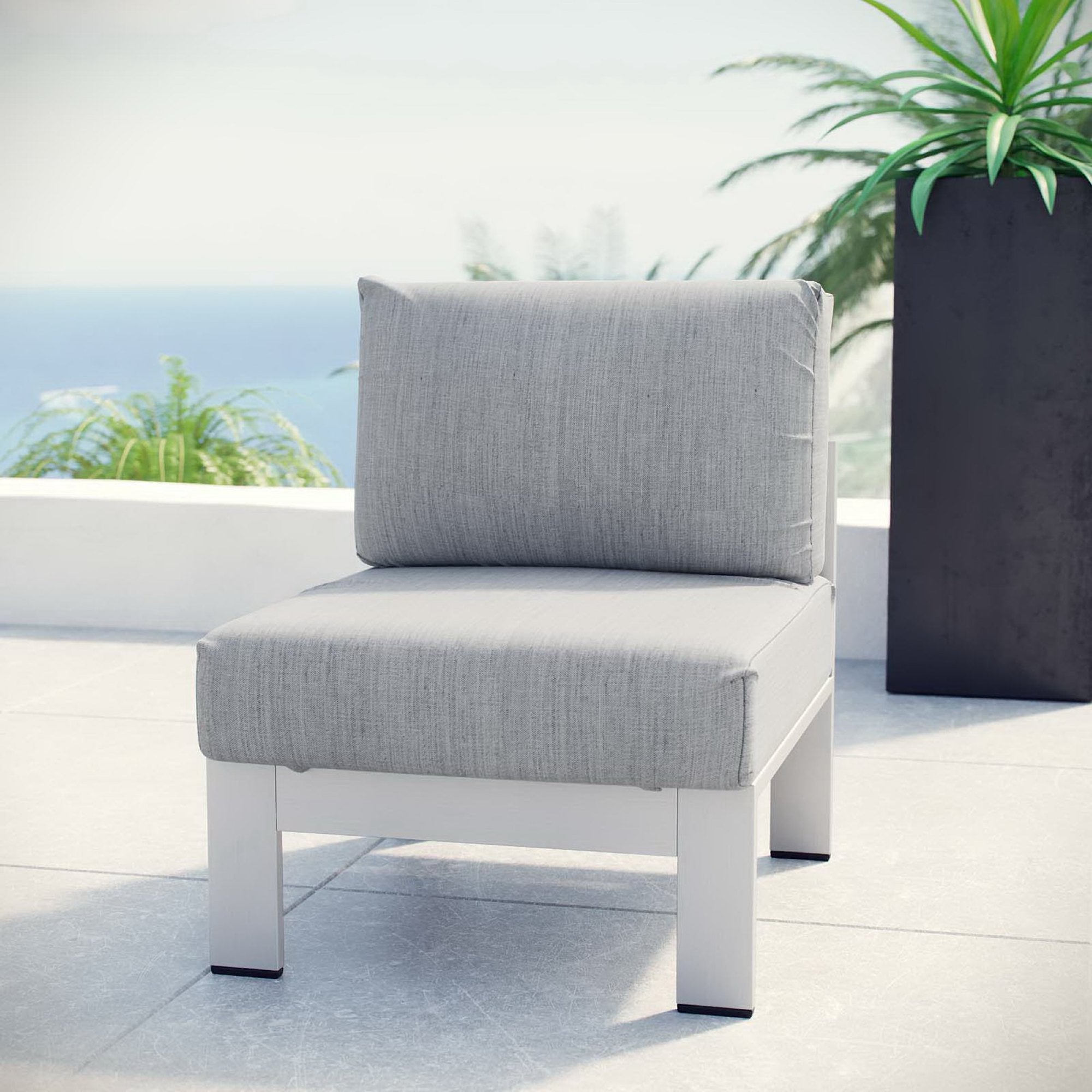 Shore Armless Outdoor Patio Aluminum Chair by Modway - Best Buy Furniture