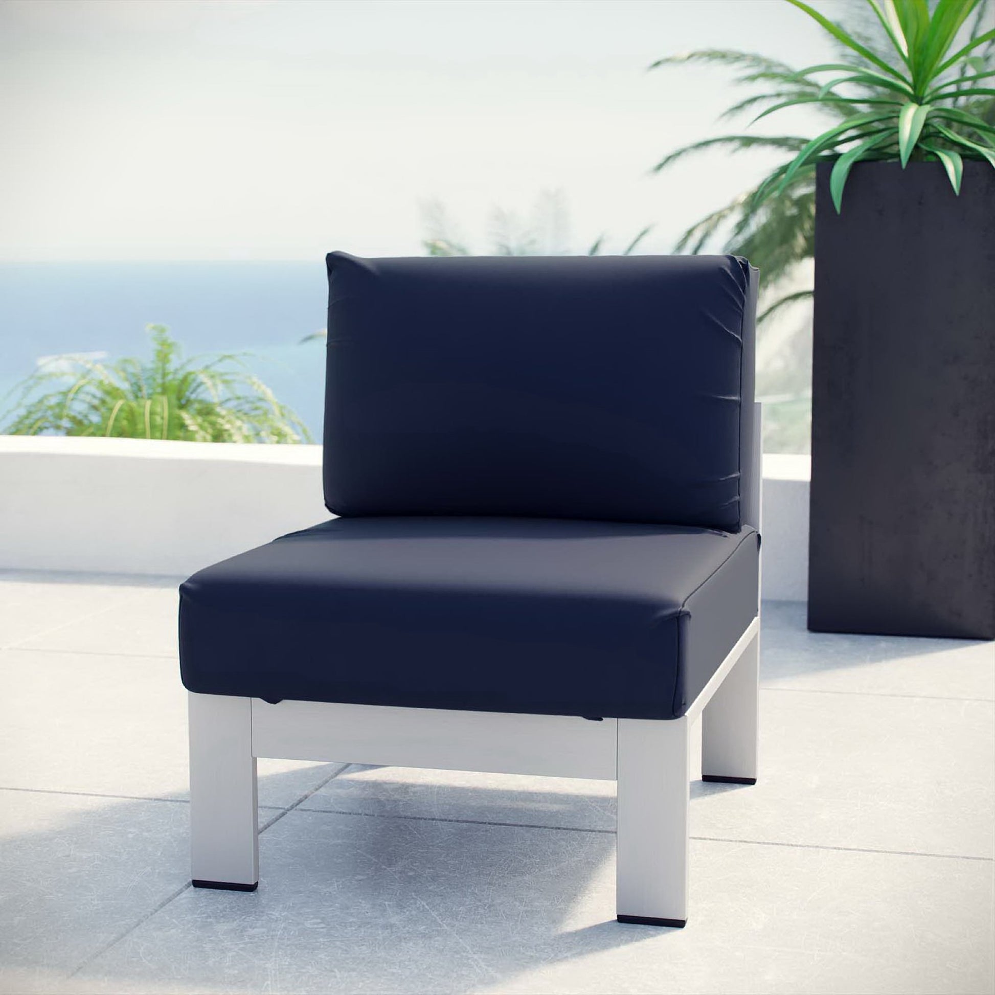 Shore Armless Outdoor Patio Aluminum Chair by Modway - Best Buy Furniture