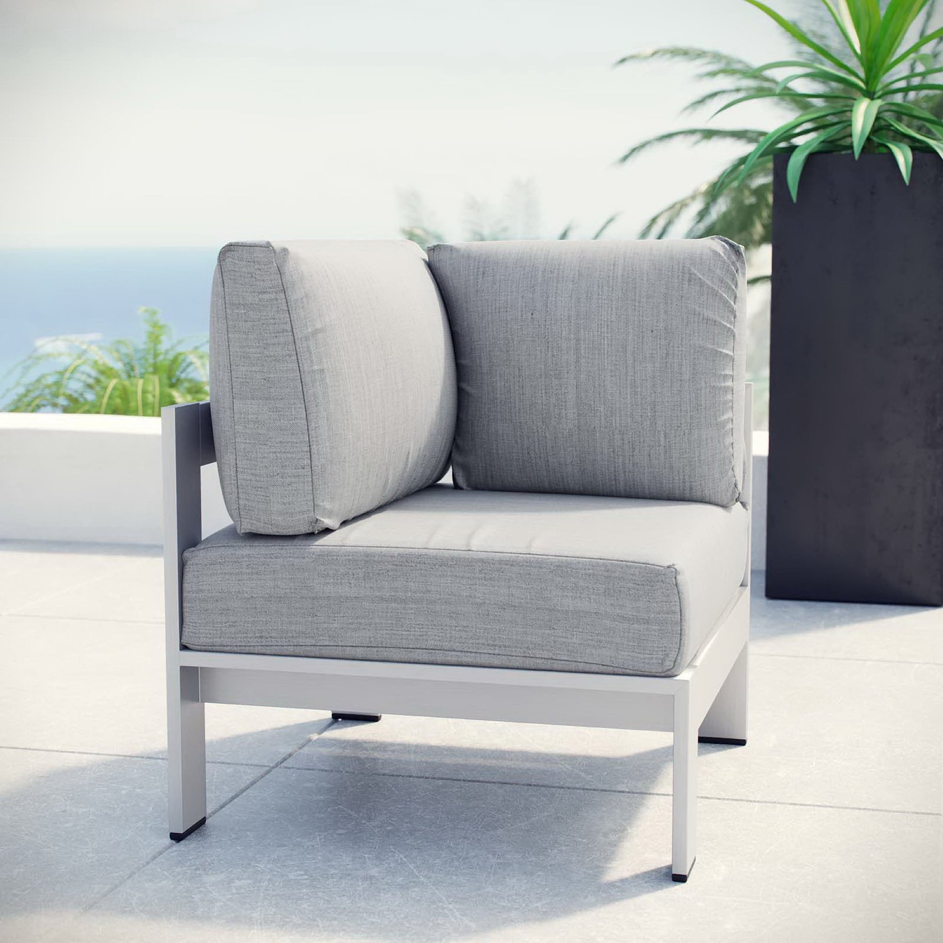 Shore Outdoor Patio Aluminum Corner Sofa by Modway - Best Buy Furniture