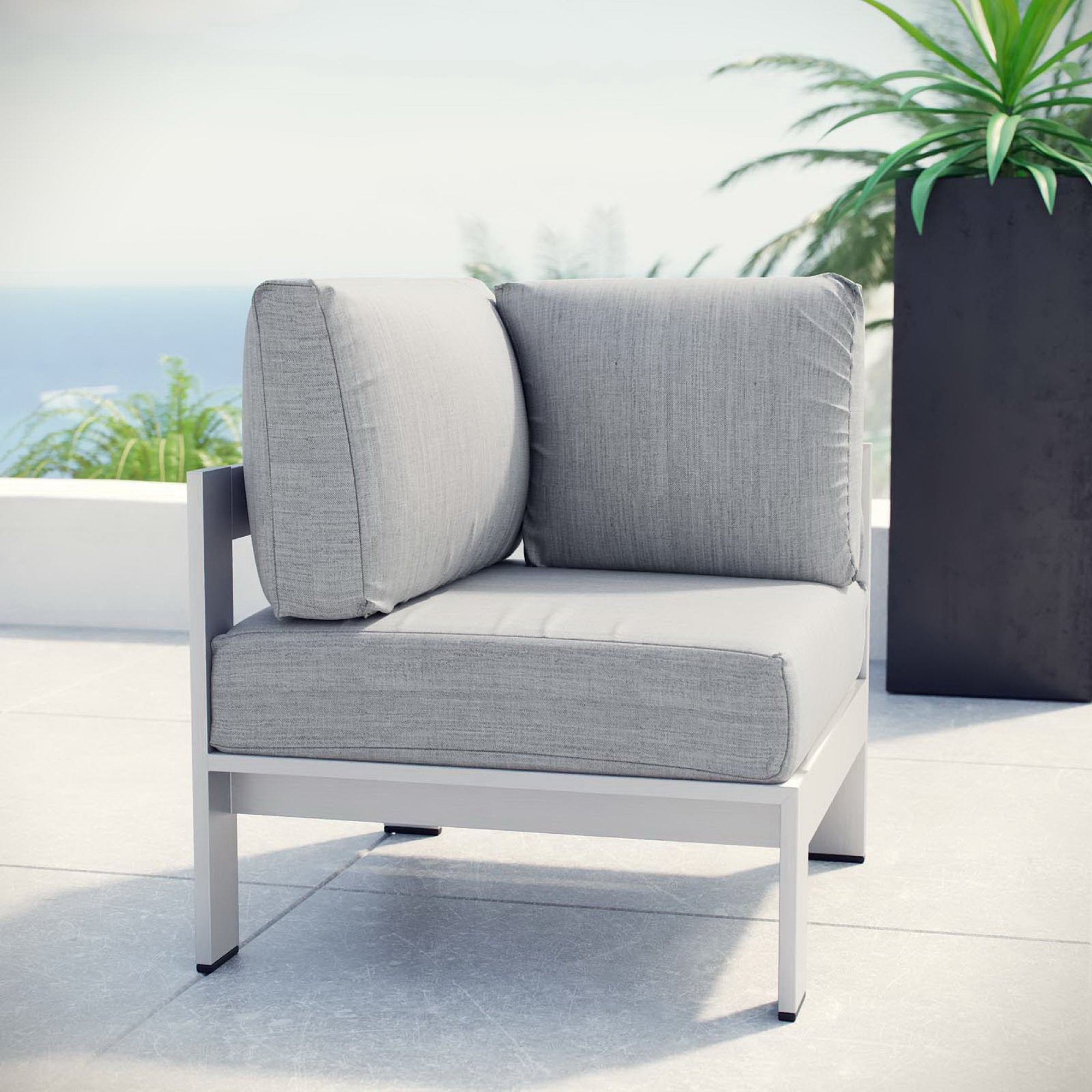 Shore Outdoor Patio Aluminum Corner Sofa by Modway - Best Buy Furniture