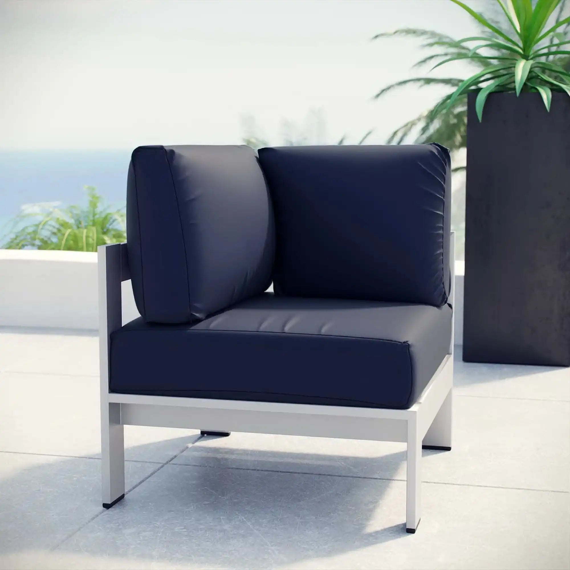 Shore Outdoor Patio Aluminum Corner Sofa by Modway - Best Buy Furniture