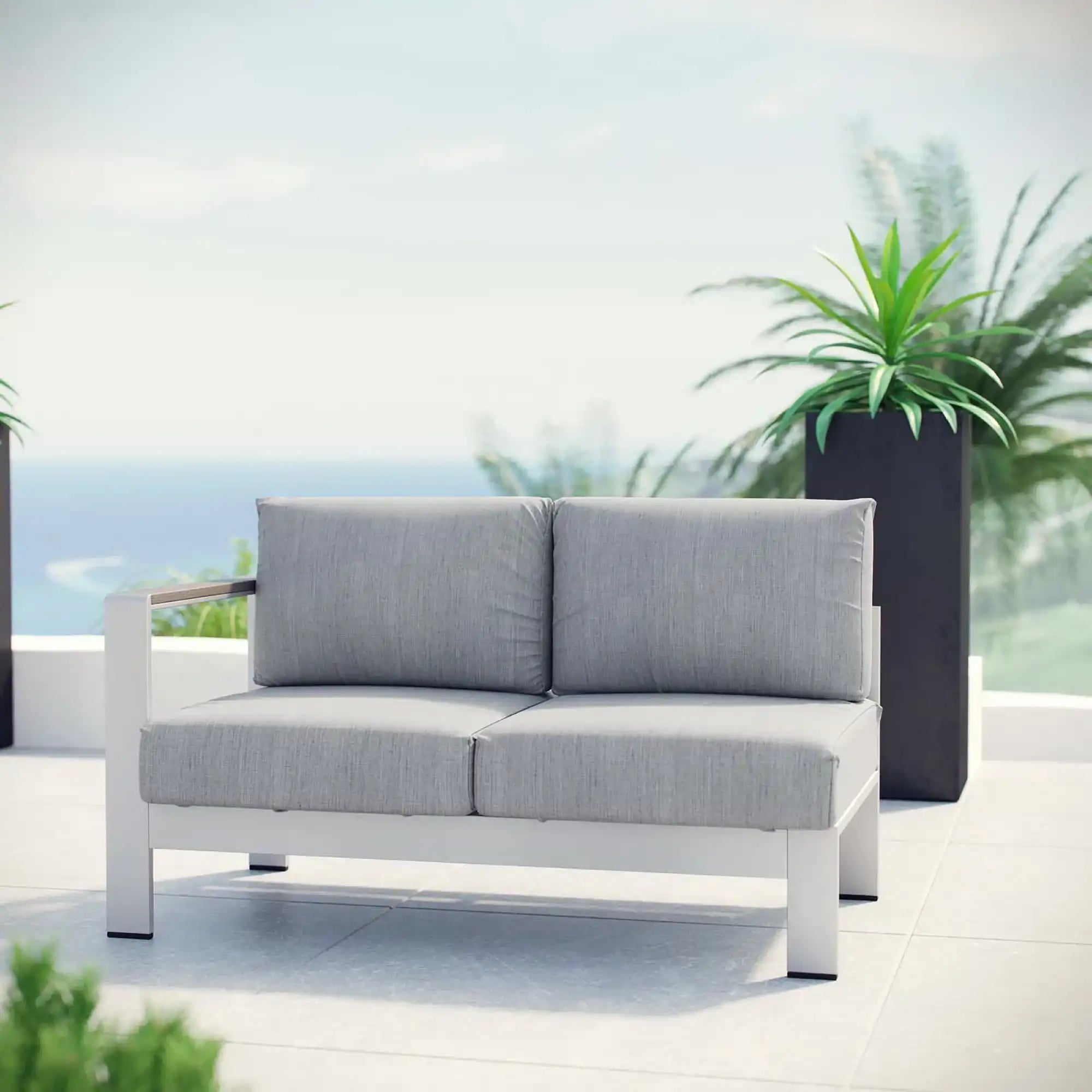 Shore Left-Arm Corner Sectional Outdoor Patio Aluminum Loveseat by Modway - Best Buy Furniture