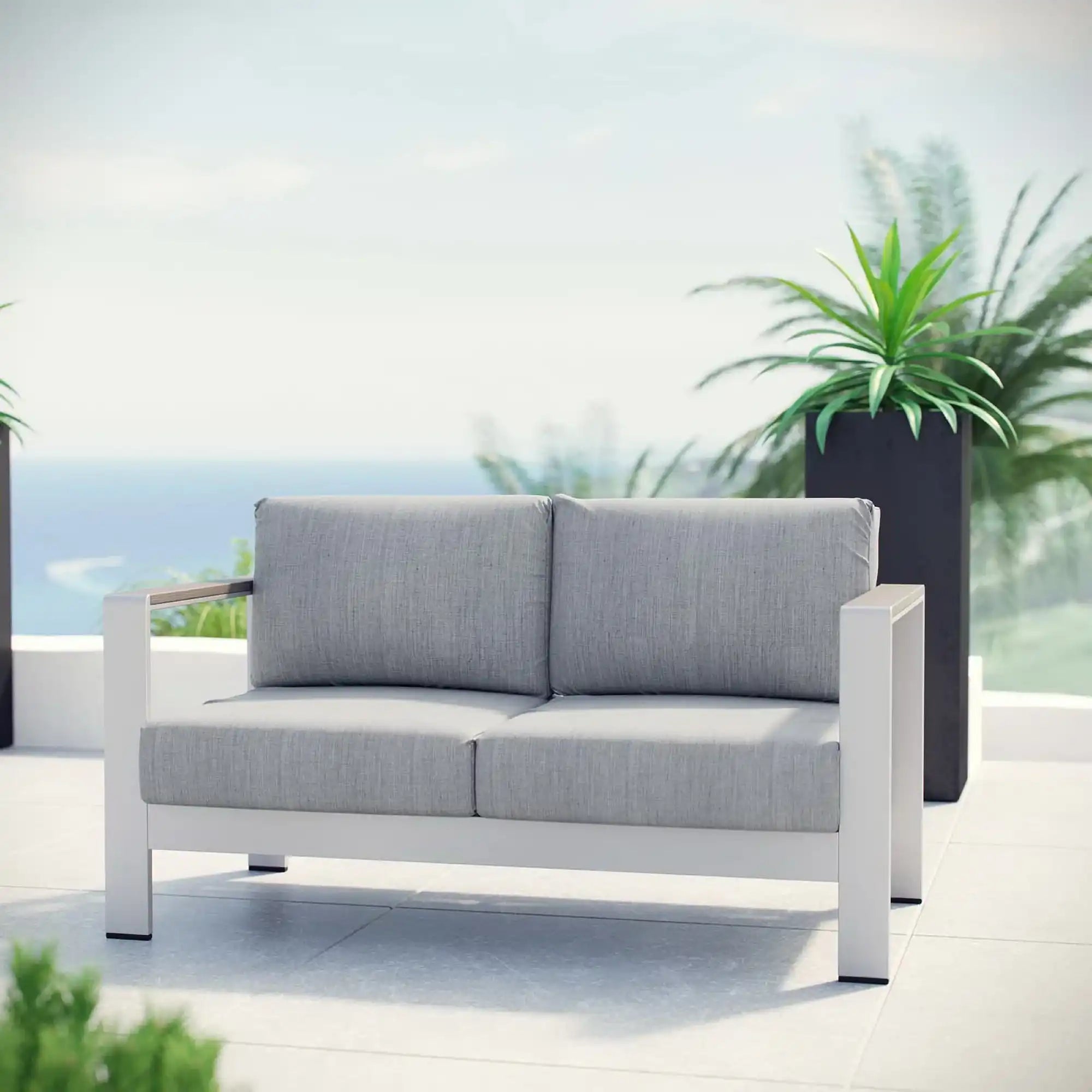 Shore Outdoor Patio Aluminum Loveseat by Modway - Best Buy Furniture