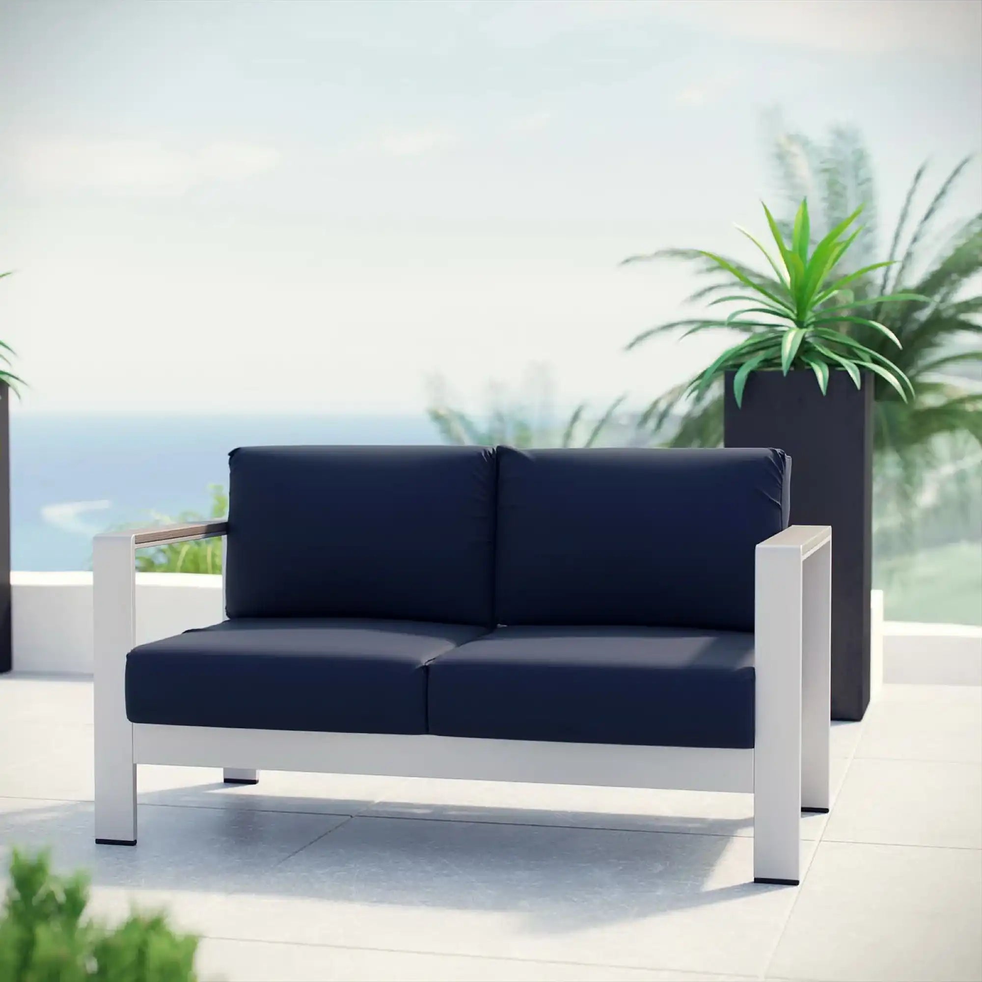 Shore Outdoor Patio Aluminum Loveseat by Modway - Best Buy Furniture