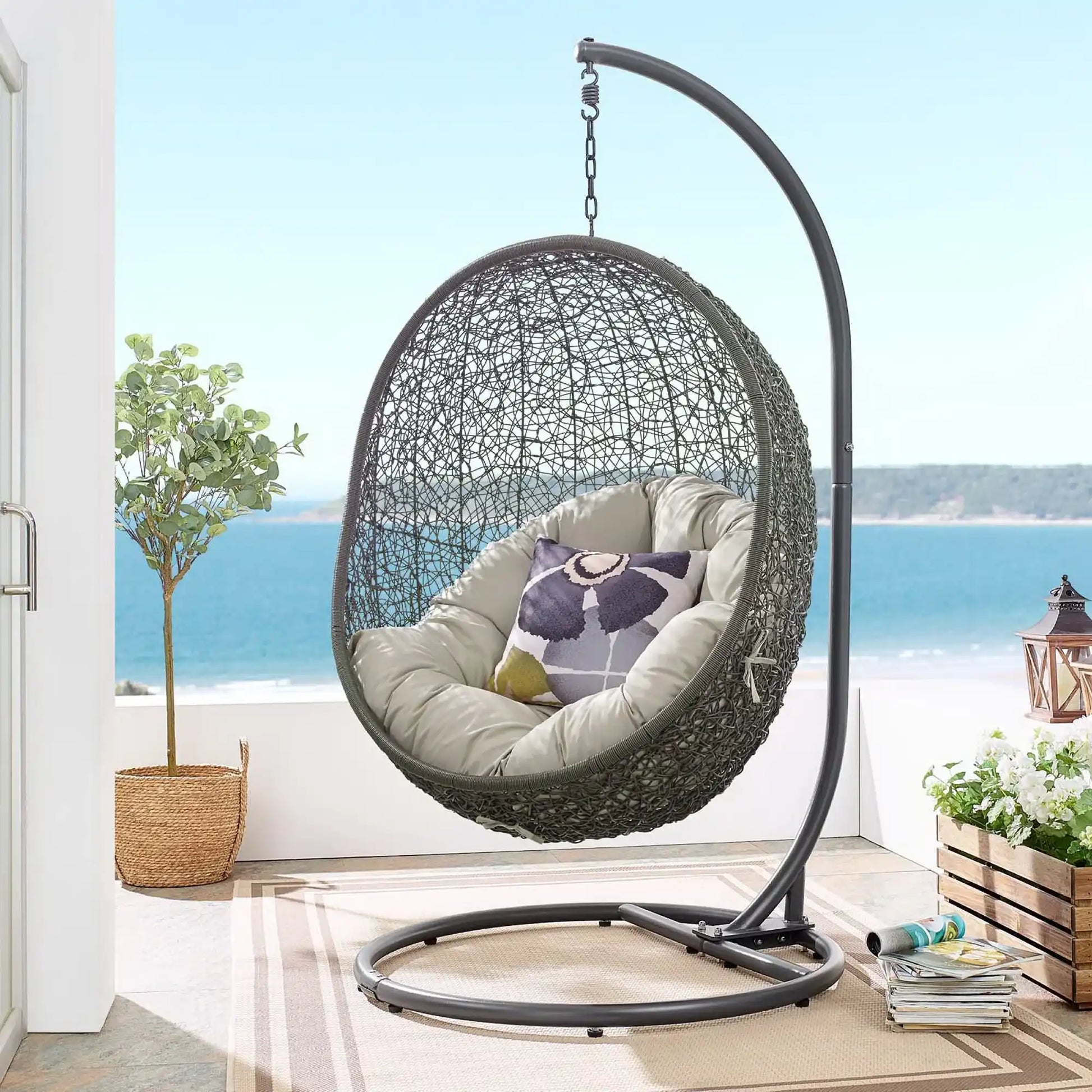 Hide Outdoor Patio Swing Chair With Stand by Modway - Best Buy Furniture