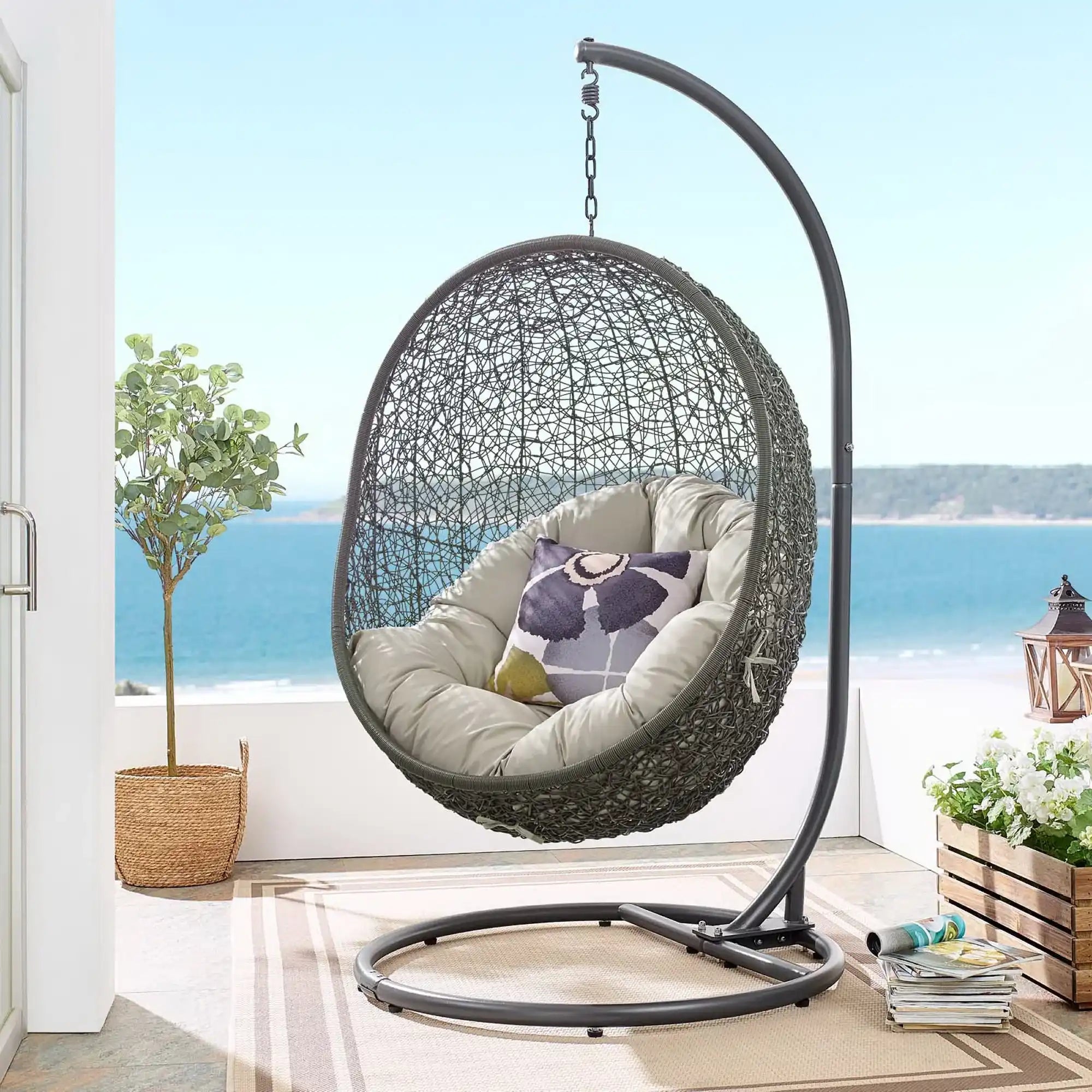 Hide Outdoor Patio Swing Chair With Stand by Modway - Best Buy Furniture