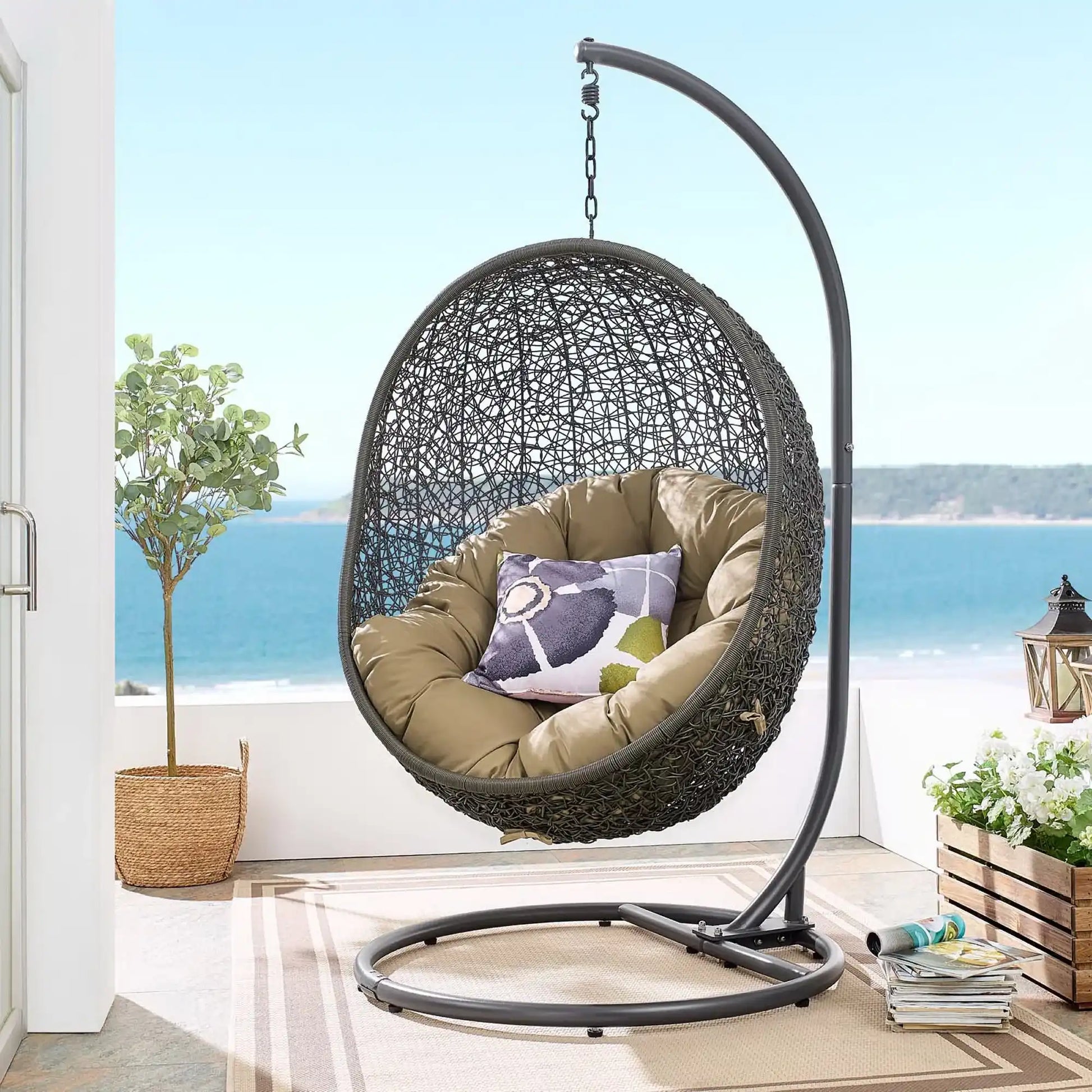 Hide Outdoor Patio Swing Chair With Stand by Modway - Best Buy Furniture
