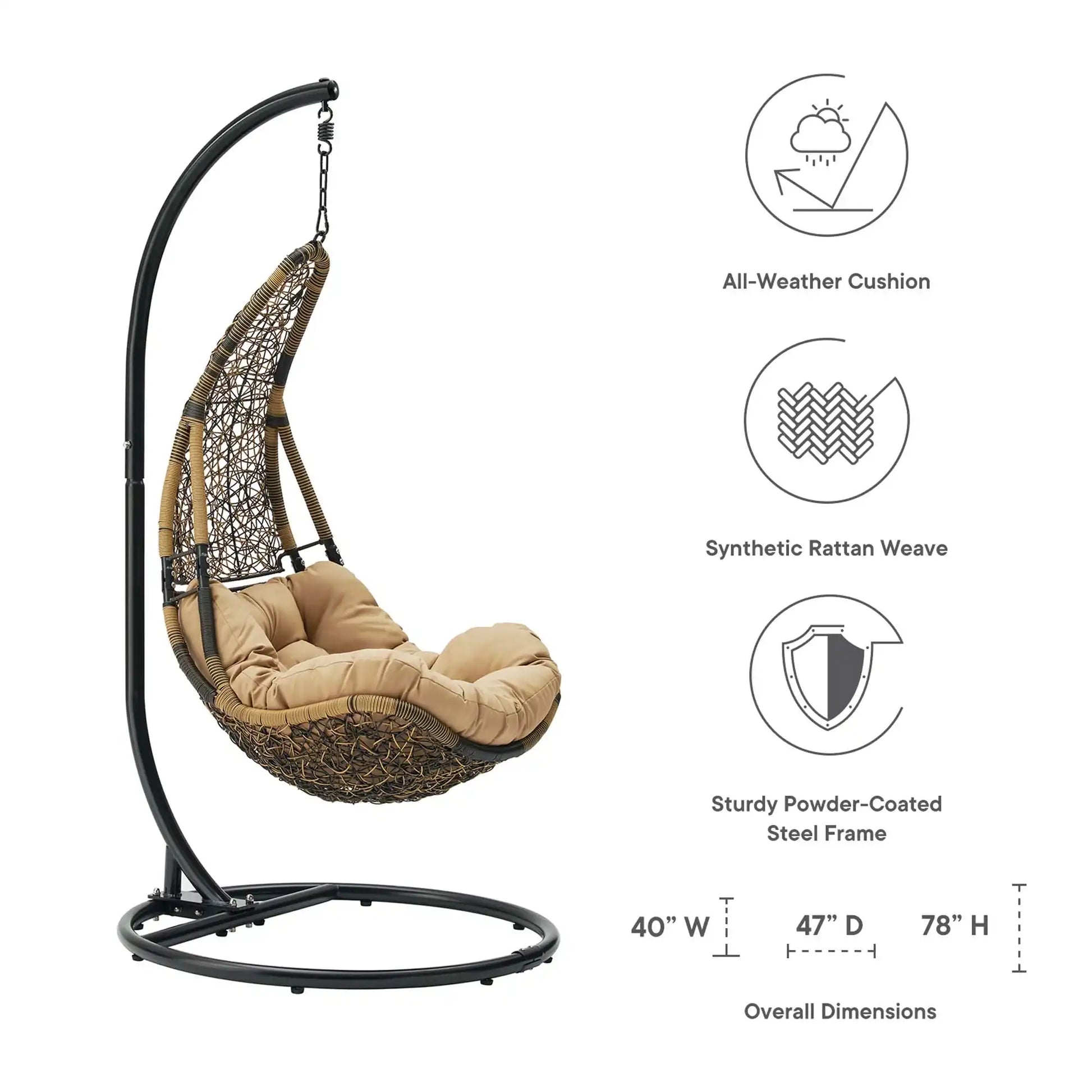 Abate Wicker Rattan Outdoor Patio Swing Chair by Modway - Best Buy Furniture