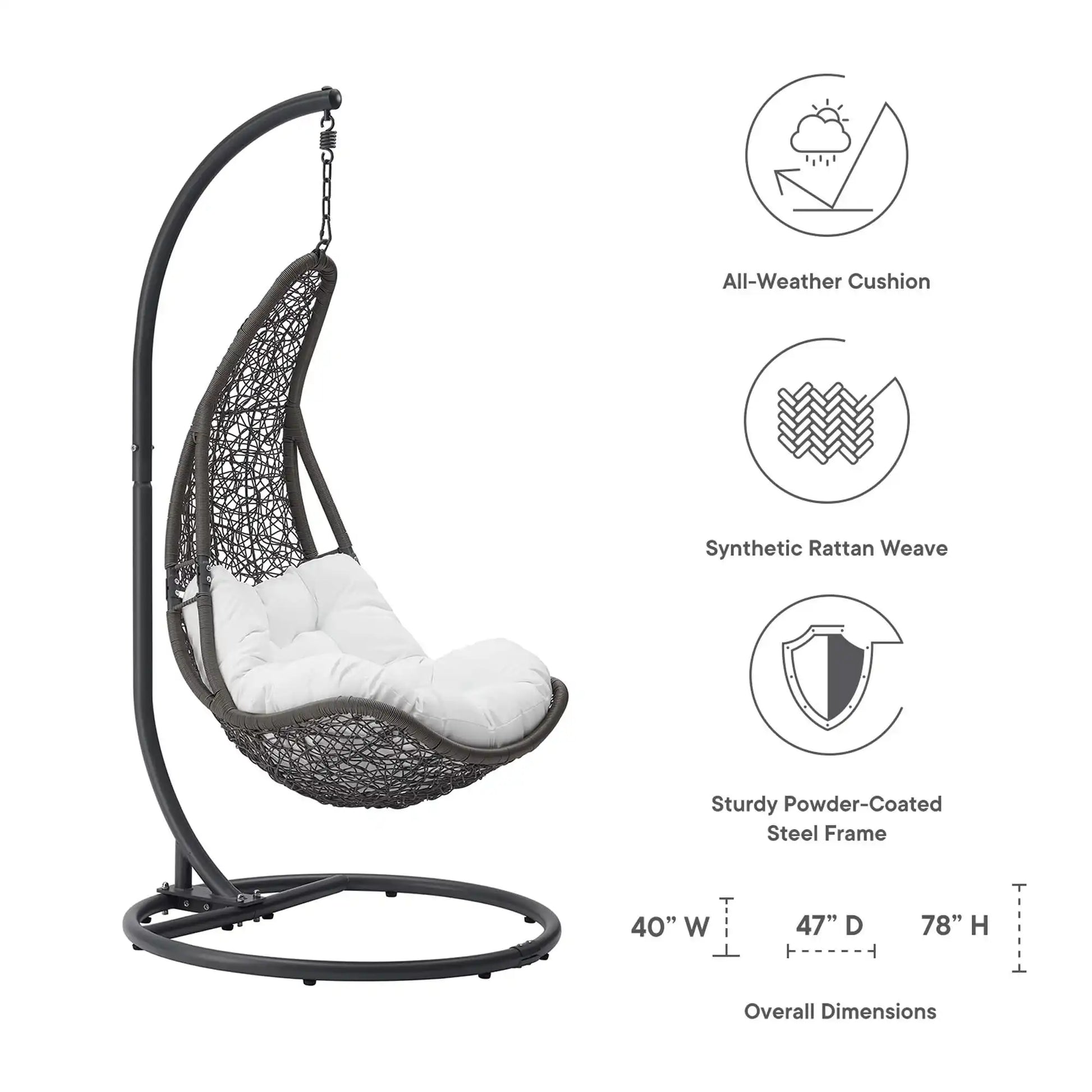 Abate Wicker Rattan Outdoor Patio Swing Chair by Modway - Best Buy Furniture
