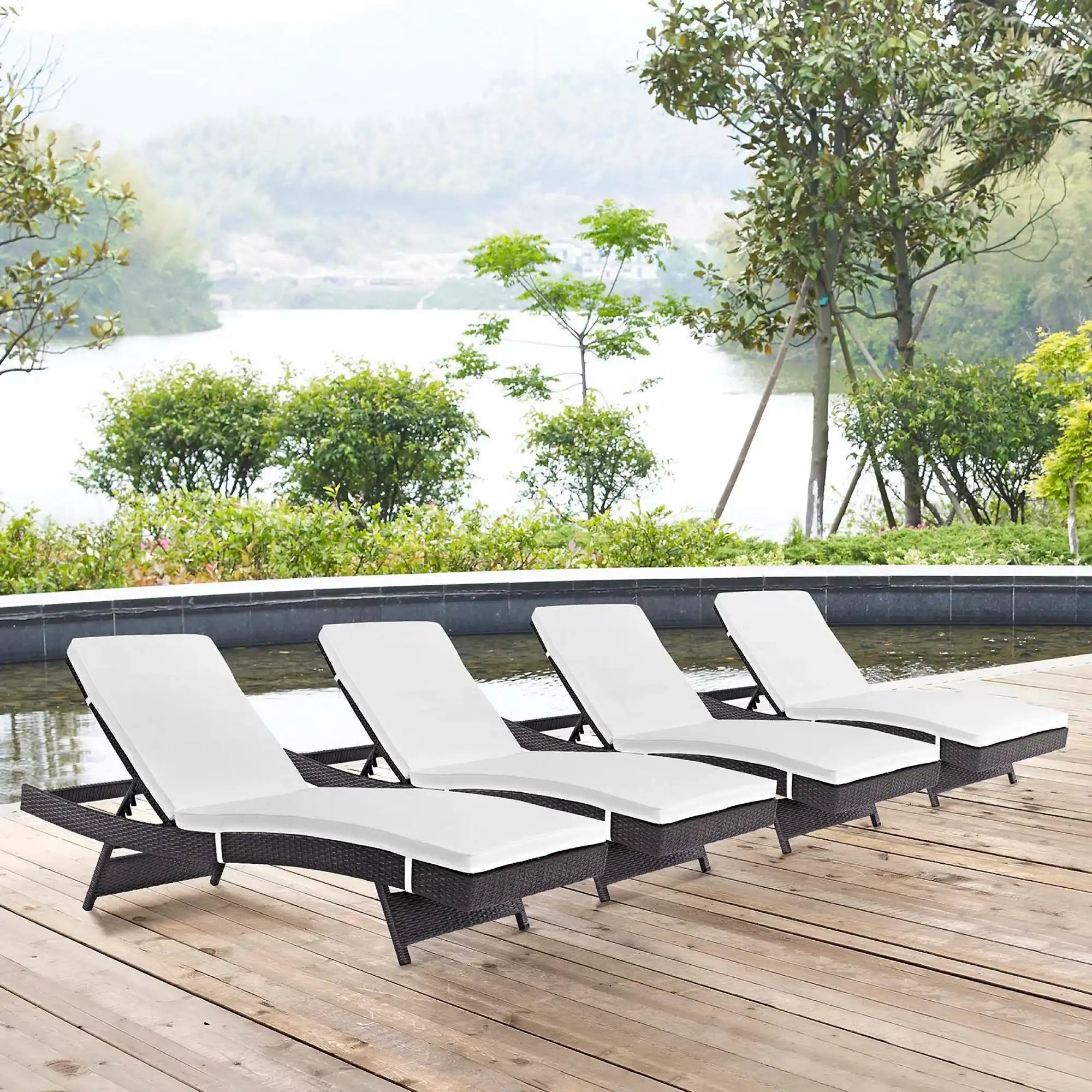 Convene Outdoor Patio Chaise Set of 4 by Modway - Best Buy Furniture