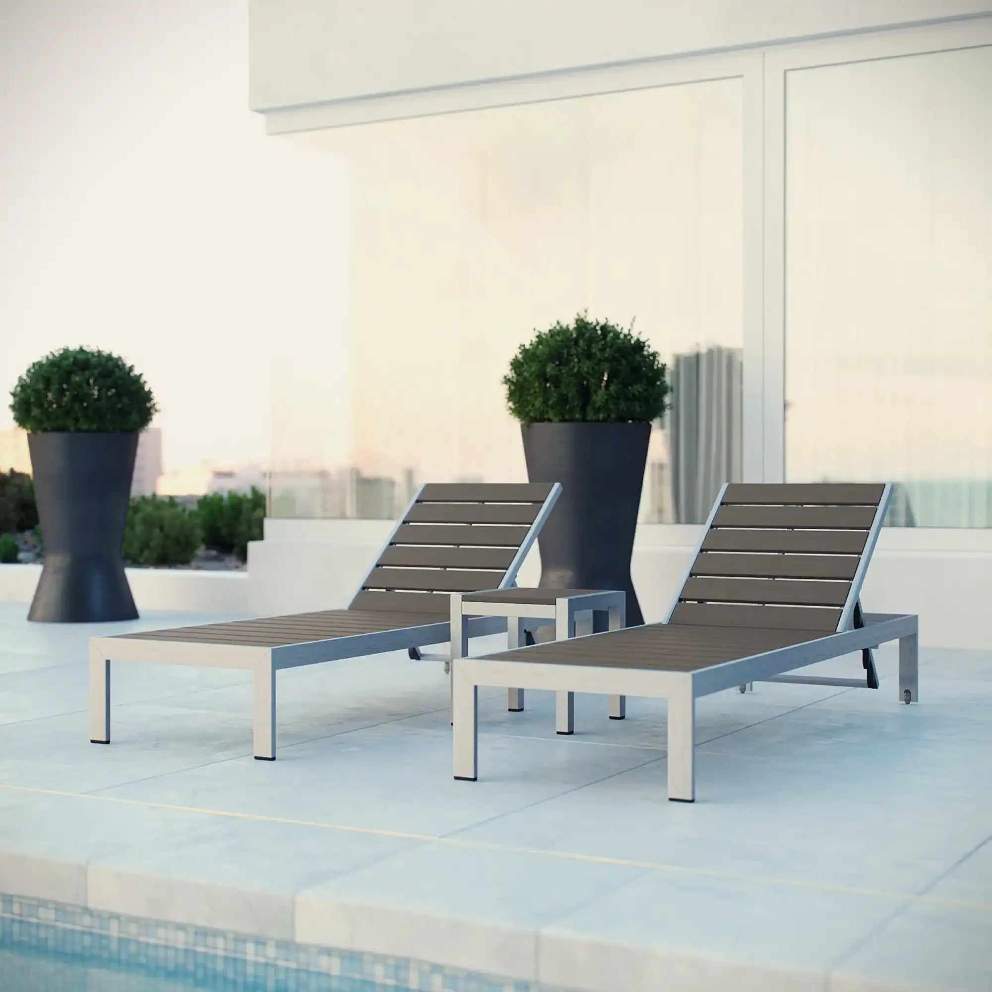 Shore 3 Piece Outdoor Patio Aluminum Set by Modway - Best Buy Furniture