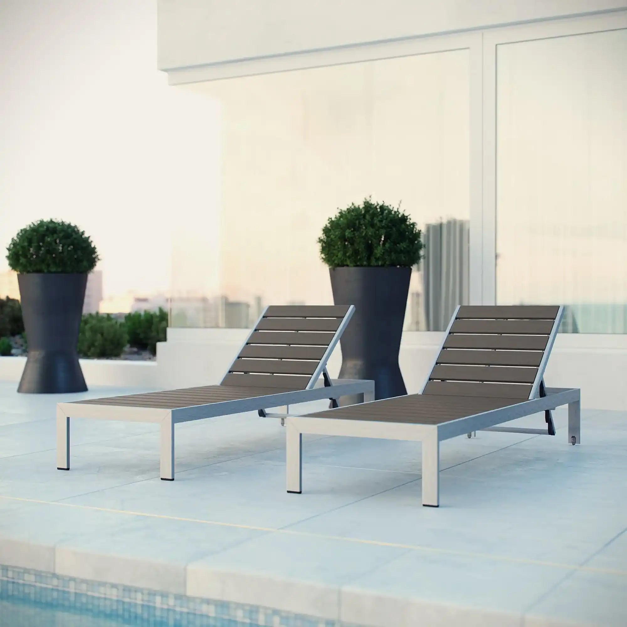 Shore Outdoor Patio Aluminum Chaise Set of 2 by Modway - Best Buy Furniture