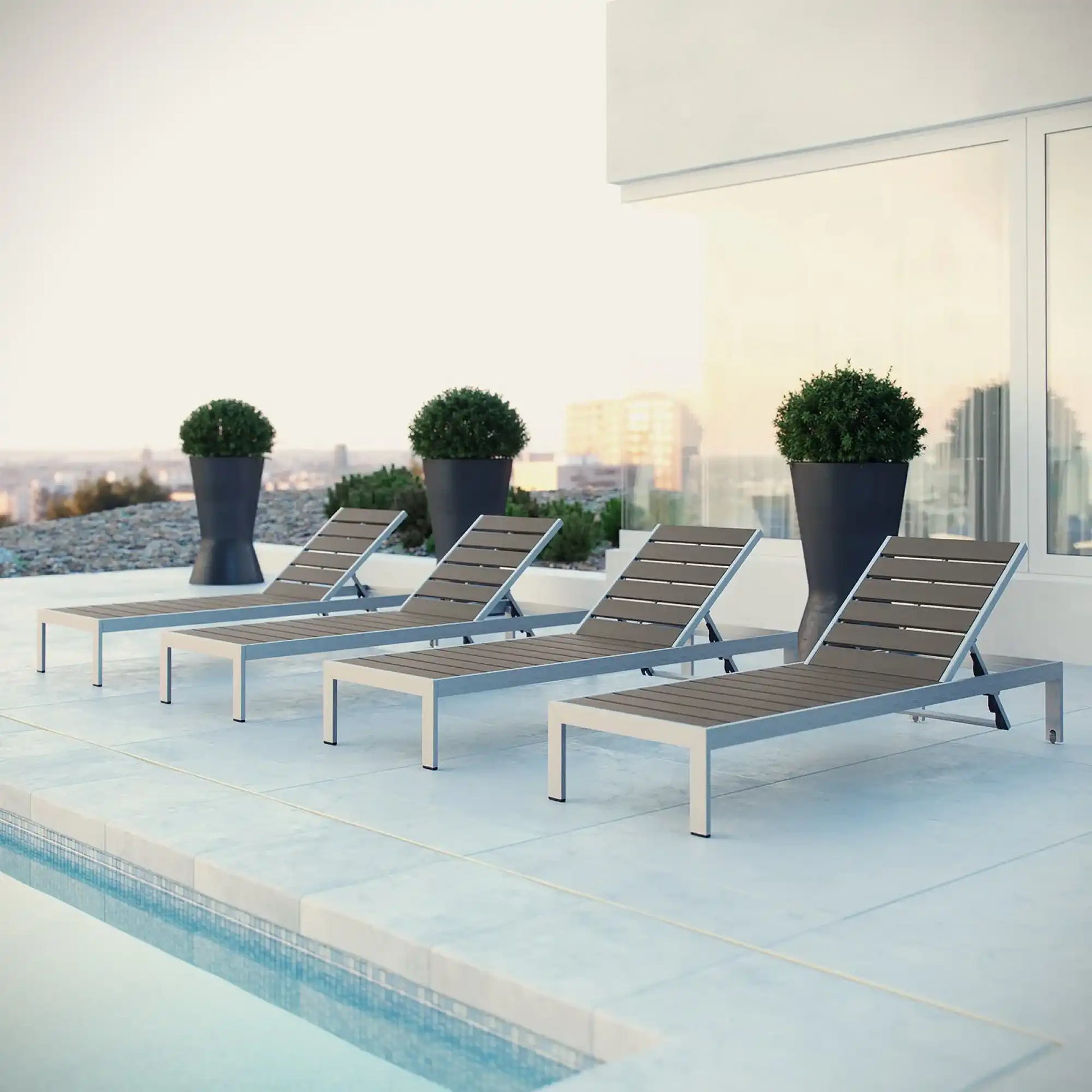 Shore Outdoor Patio Aluminum Chaise Set of 4 by Modway - Best Buy Furniture