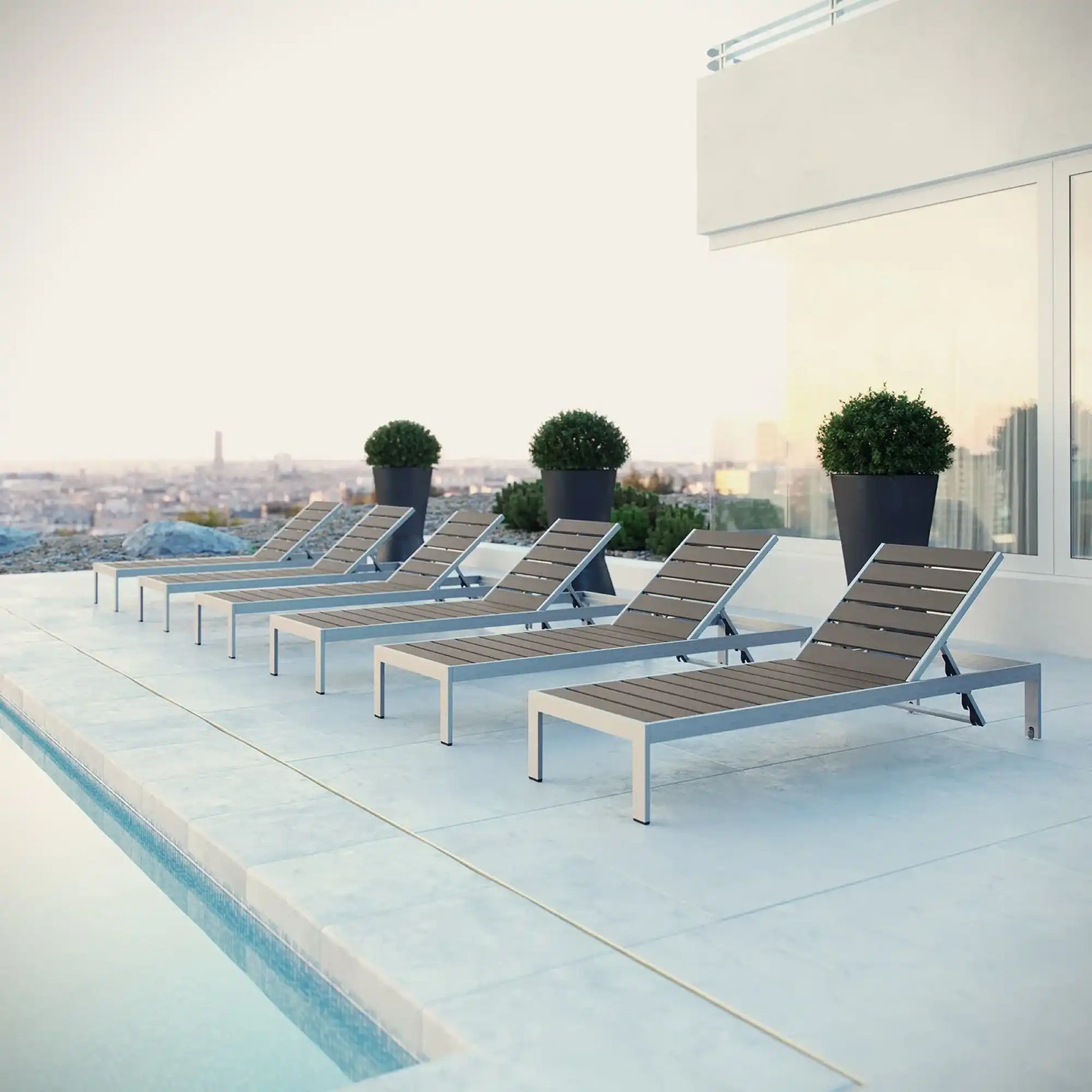 Shore Outdoor Patio Aluminum Chaise Set of 6 by Modway - Best Buy Furniture