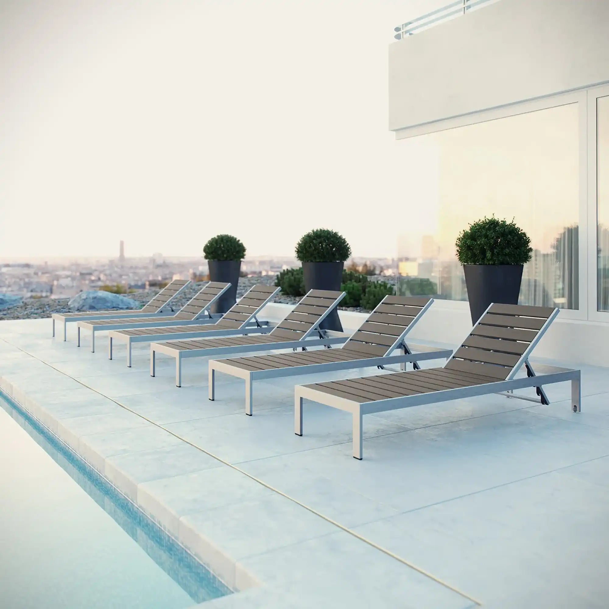 Shore Outdoor Patio Aluminum Chaise Set of 6 by Modway - Best Buy Furniture